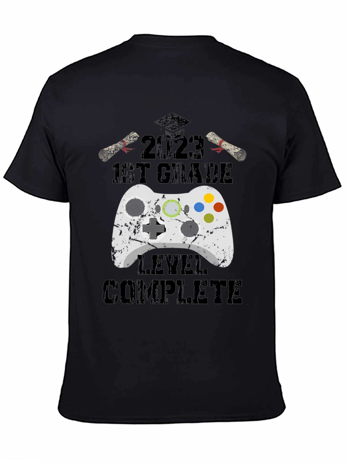 2023 1st Grade Gamer Level Complete Black T-Shirt