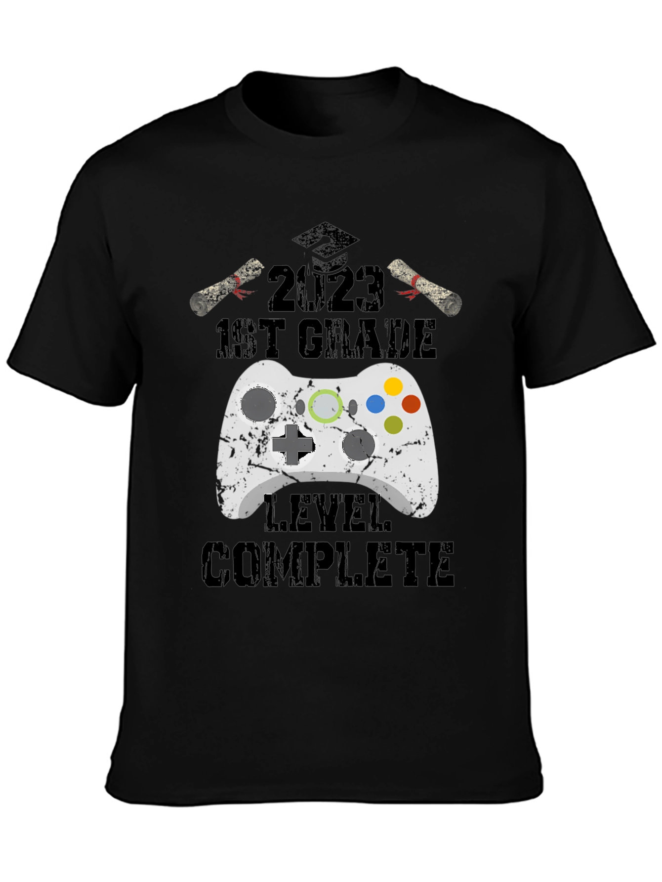 2023 1st Grade Gamer Level Complete Black T-Shirt