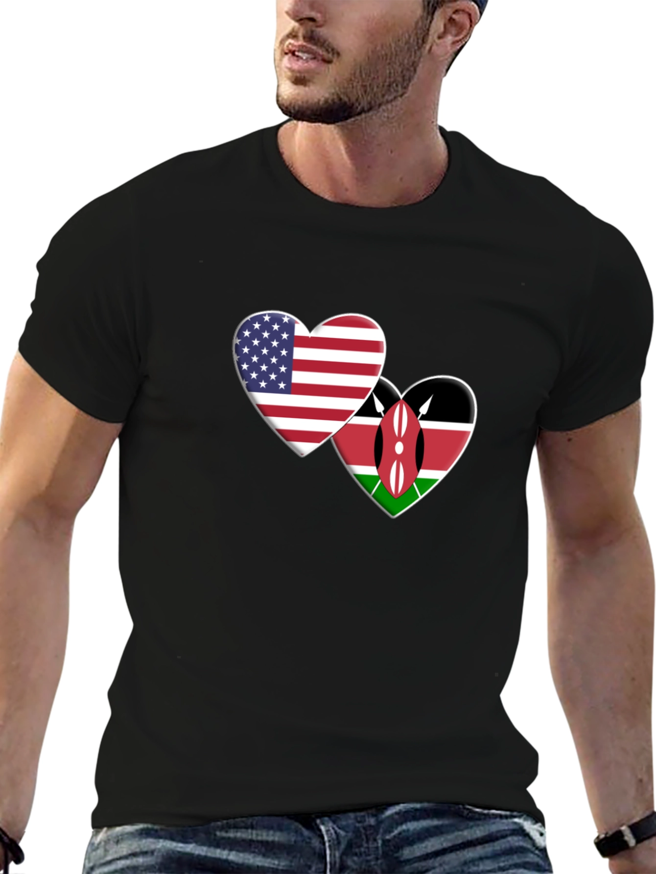 USA Kenya Heart Flags T-Shirt
