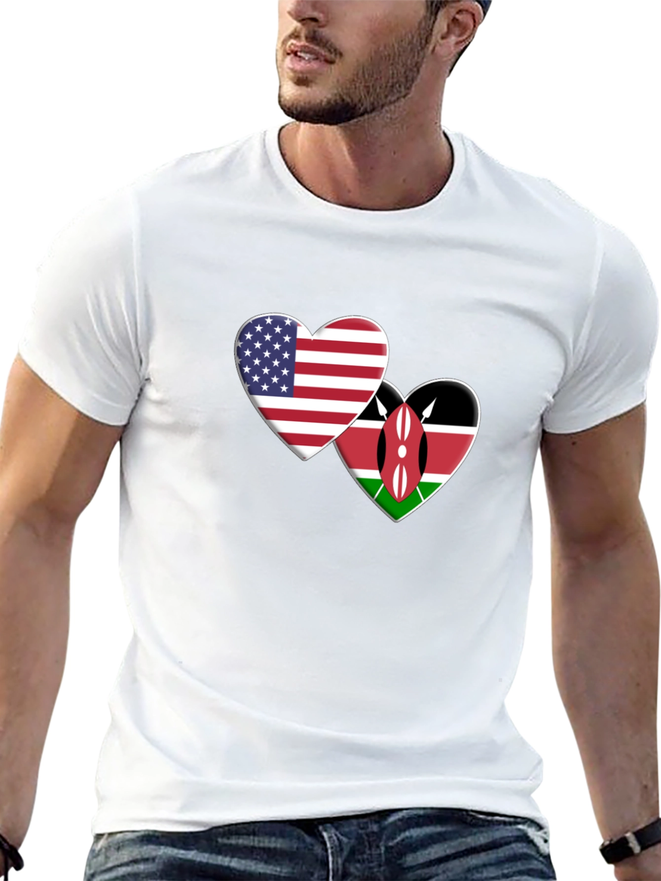 USA Kenya Heart Flags T-Shirt