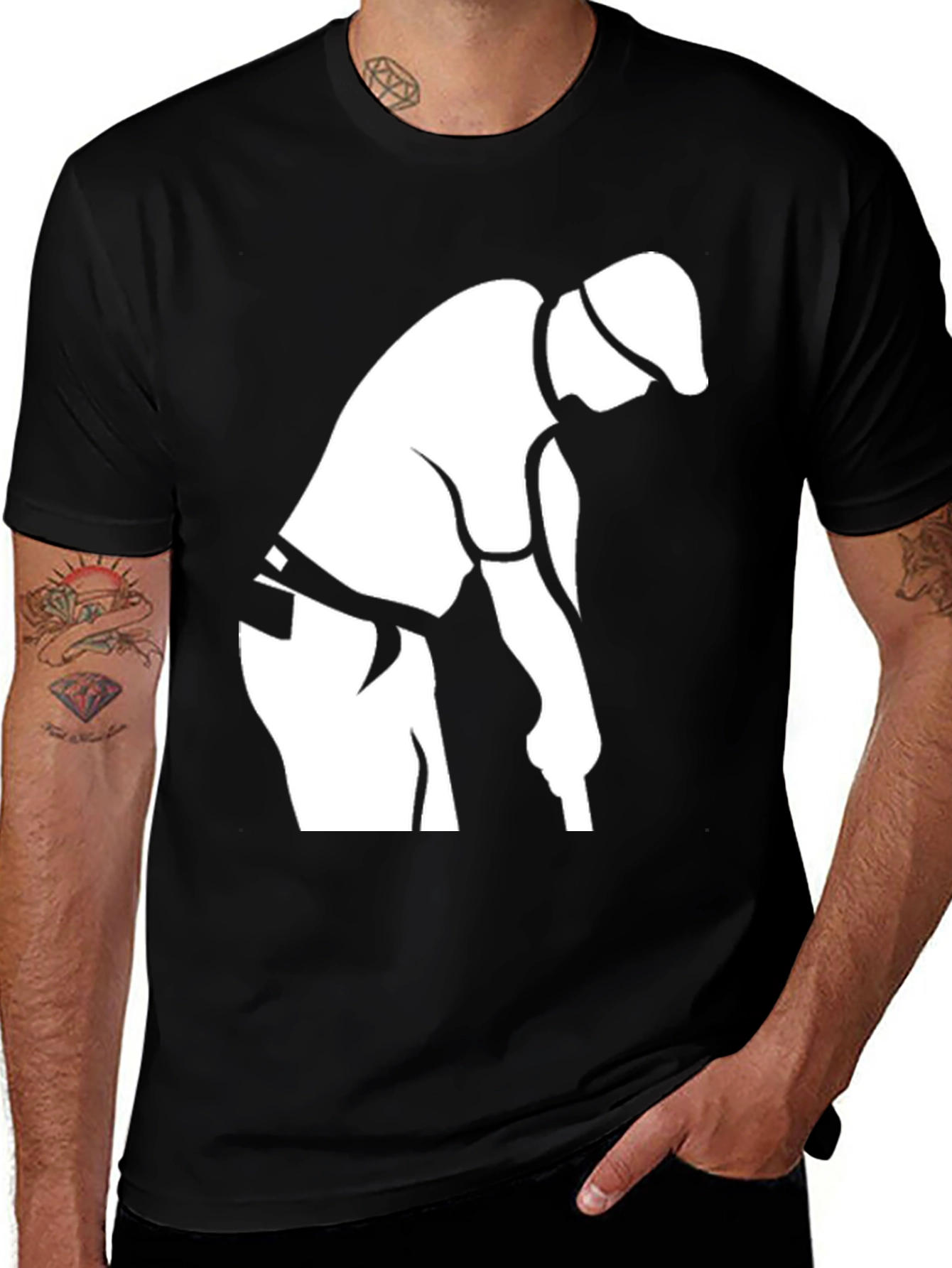 Golfer Graphic Tee - Classic Black Cotton T-Shirt