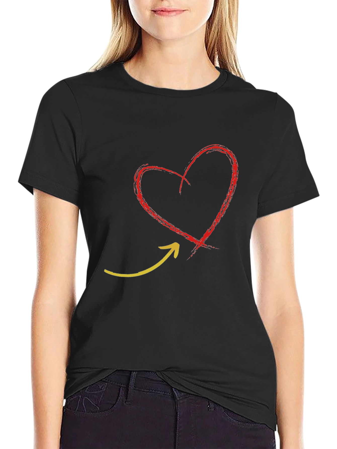 Heart Arrow Graphic Tee - Black Unisex Shirt
