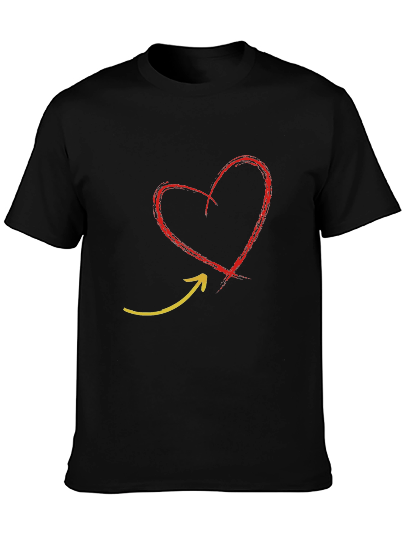 Heart Arrow Graphic Tee - Black Unisex Shirt