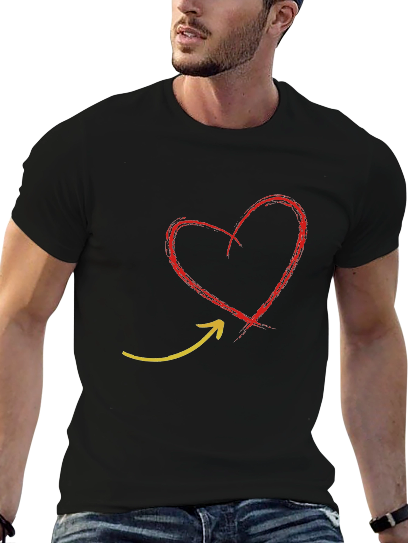Heart Arrow Graphic Tee - Black Unisex Shirt