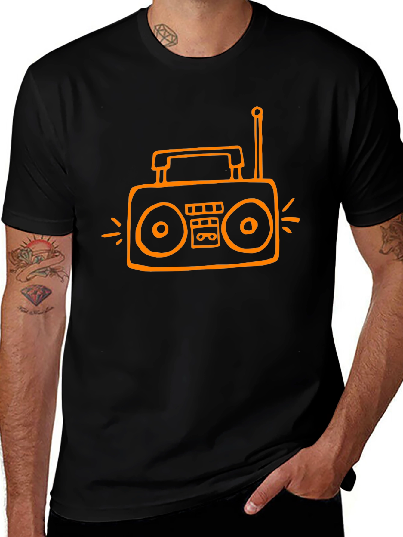 Retro Radio Graphic Tee - Black