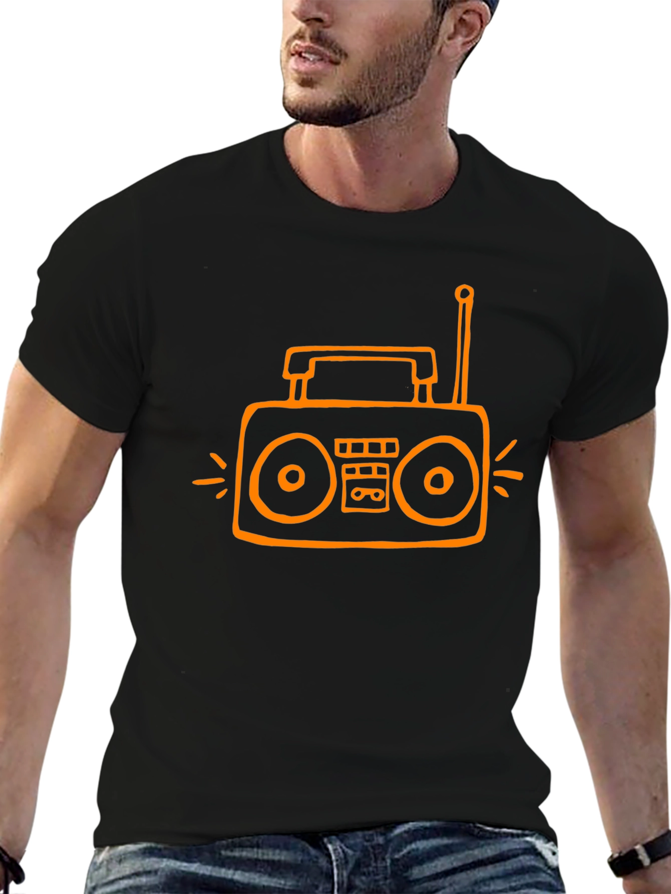 Retro Radio Graphic Tee - Black
