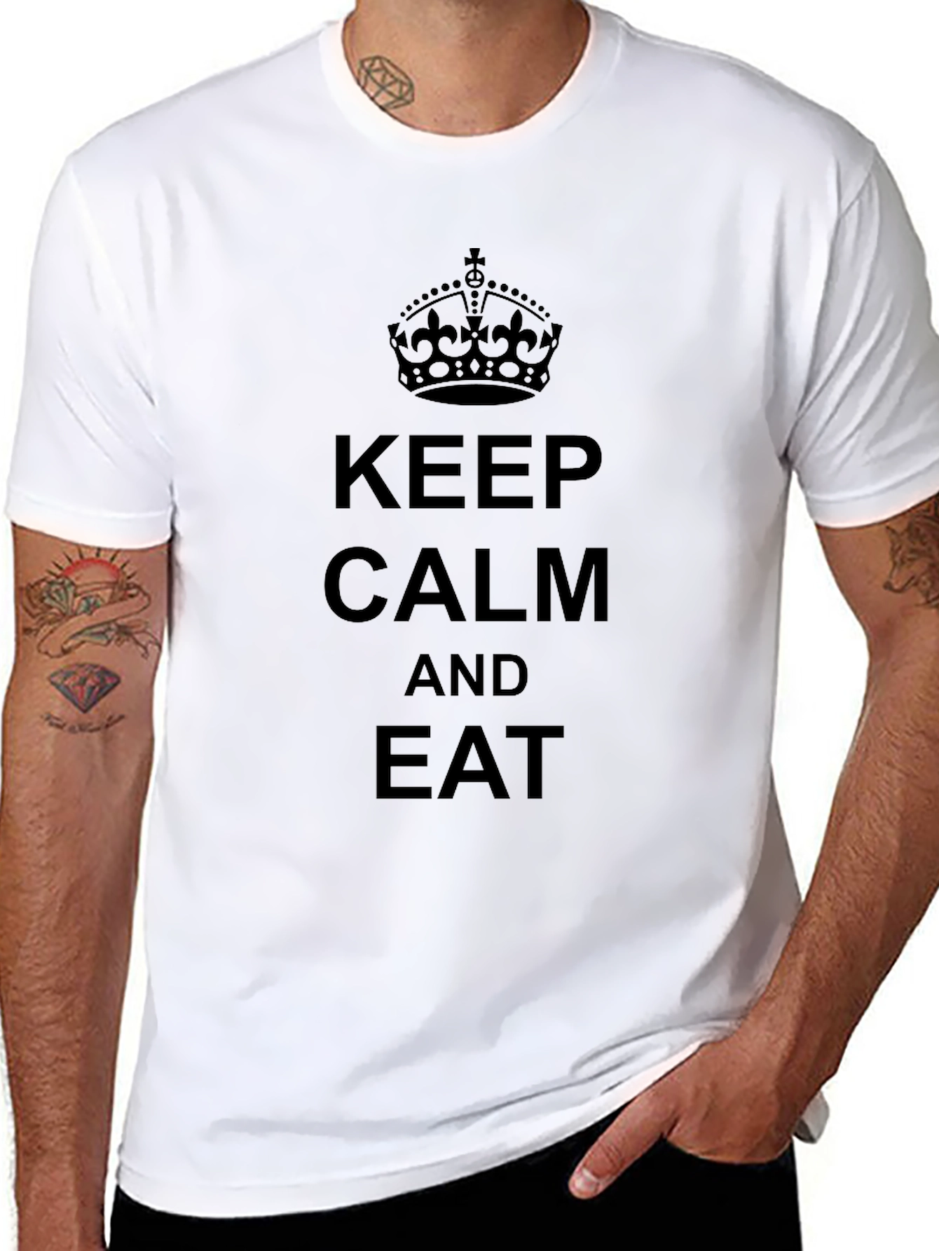 Keep Calm and Eat Black Graphic T-Shirt