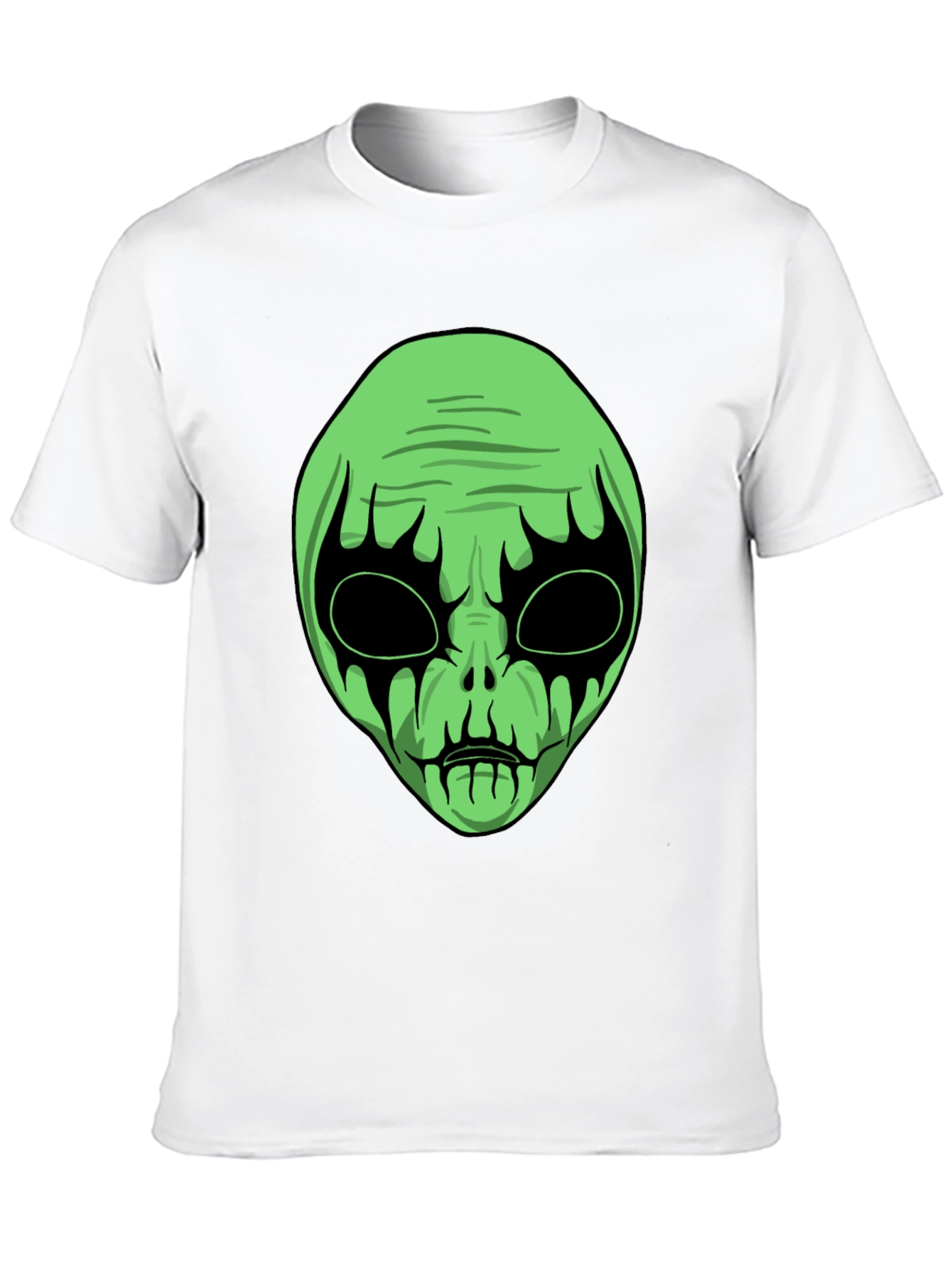Green Alien Graphic Black T-Shirt