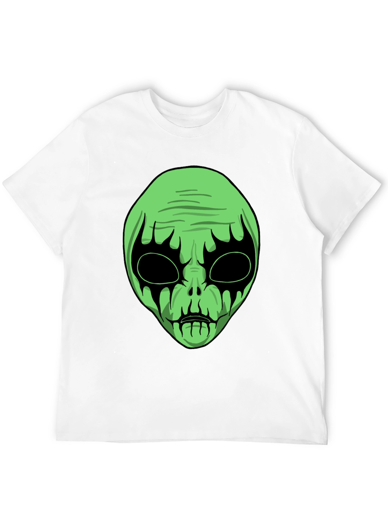 Green Alien Graphic Black T-Shirt