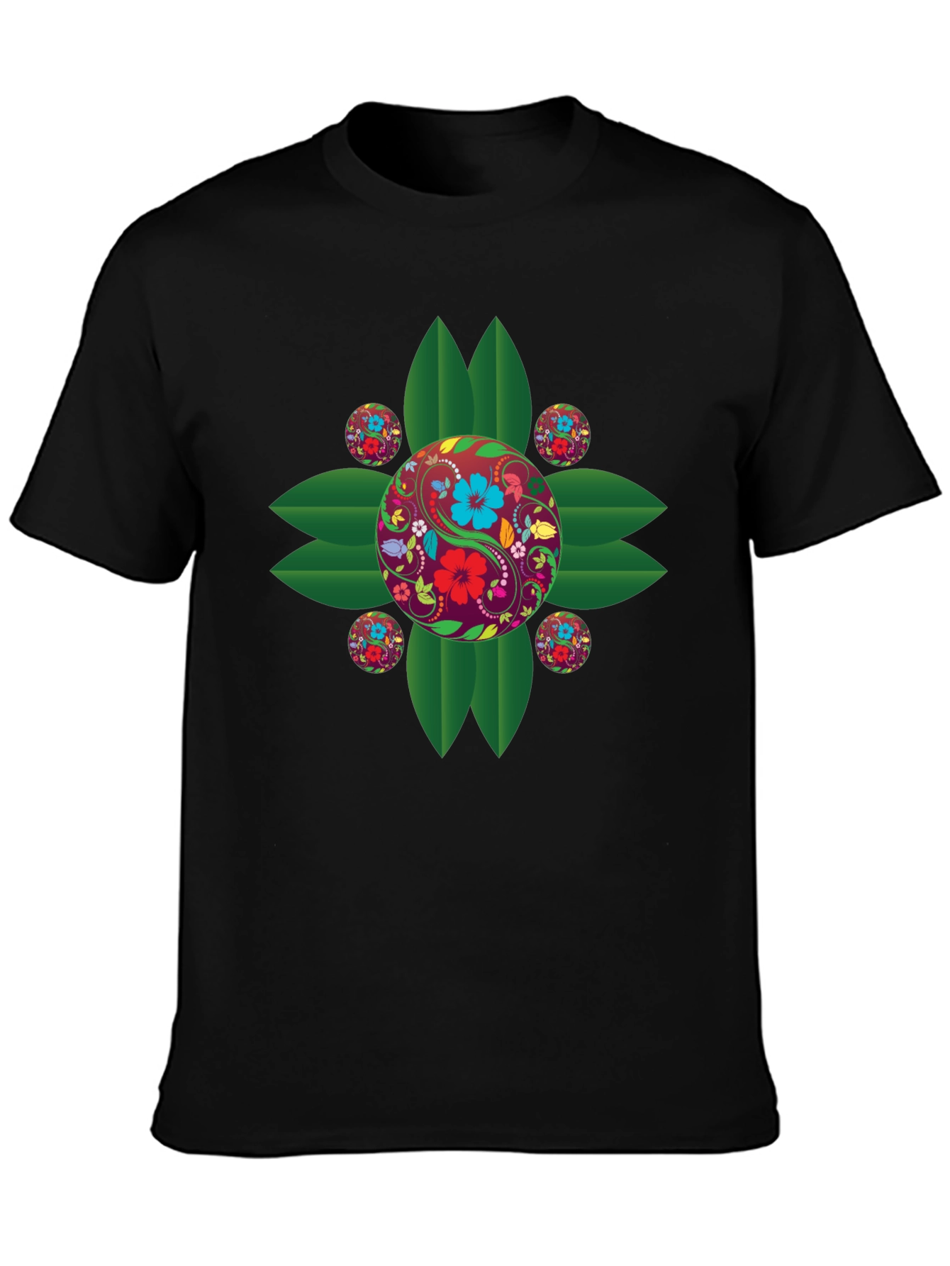 Floral Yin Yang Graphic T-Shirt
