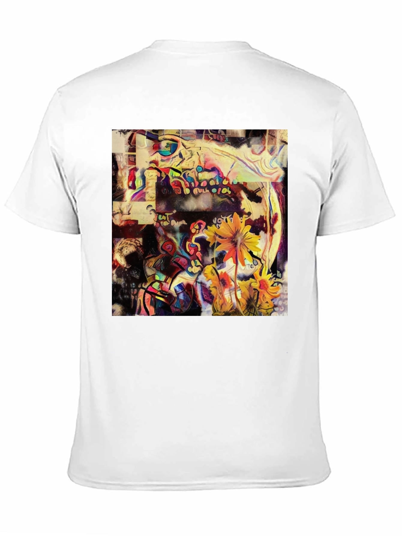 Abstract Floral Art Print Black T-Shirt
