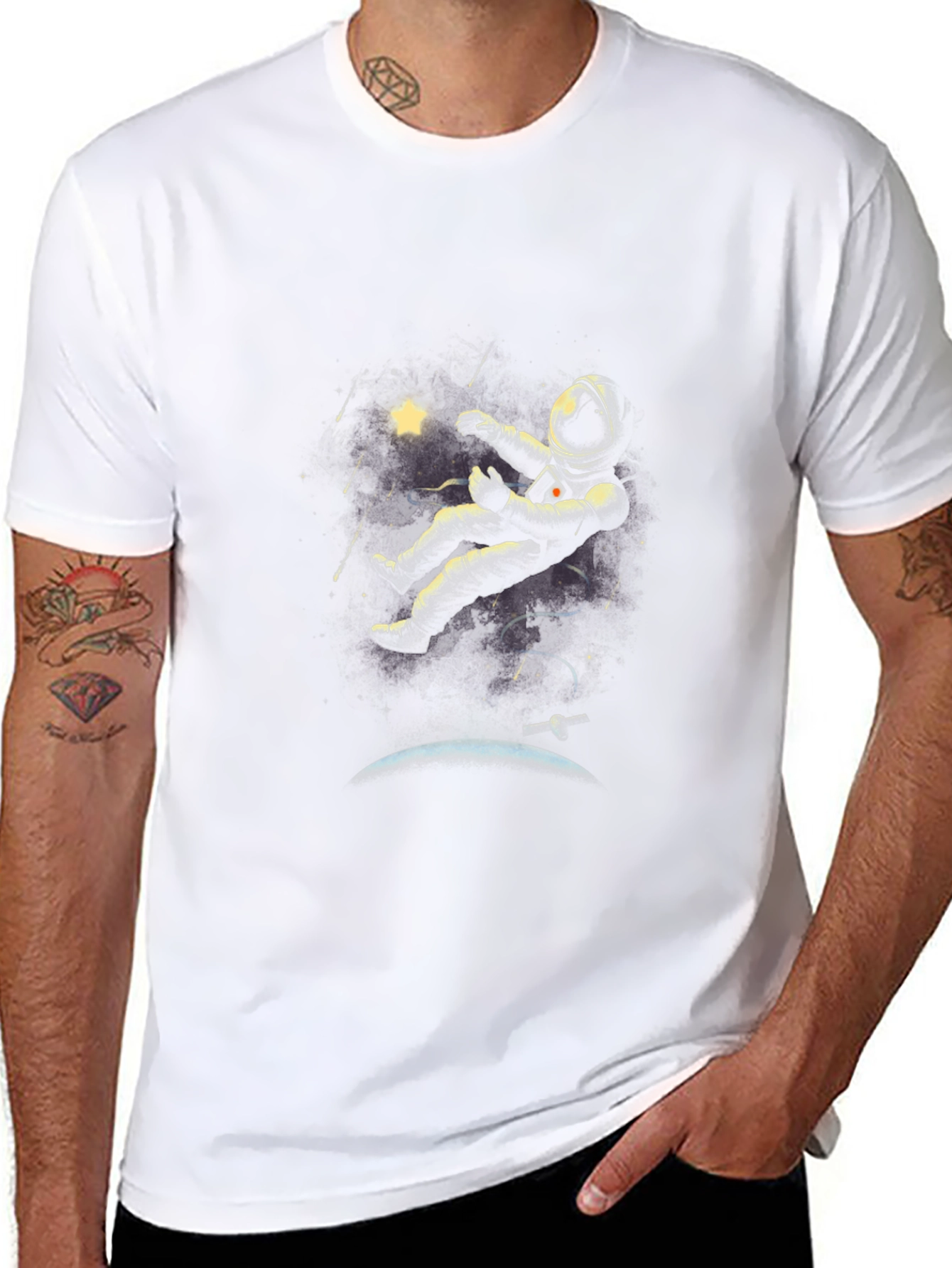 Astronaut in Space T-Shirt - Unique Graphic Tee