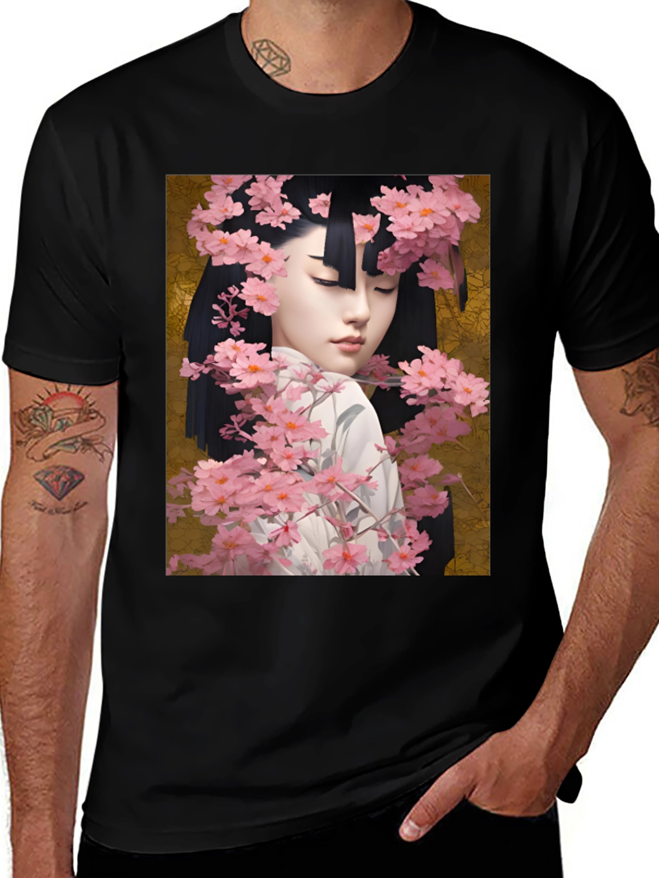 Geisha Cherry Blossom Graphic Tee