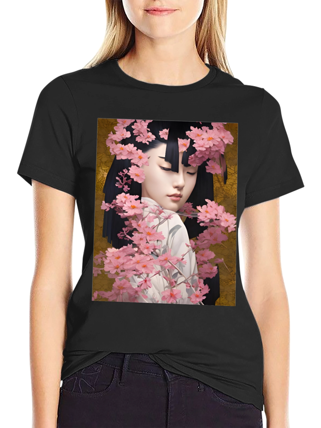 Geisha Cherry Blossom Graphic Tee