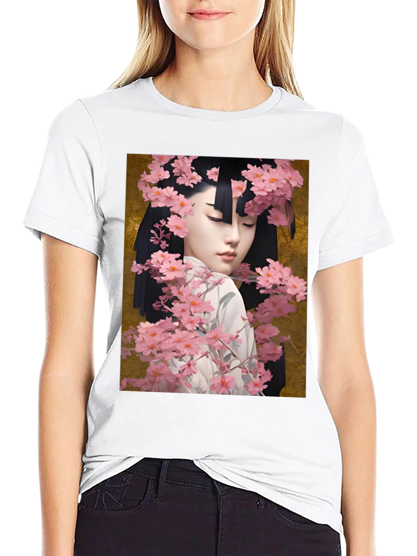 Geisha Cherry Blossom Graphic Tee