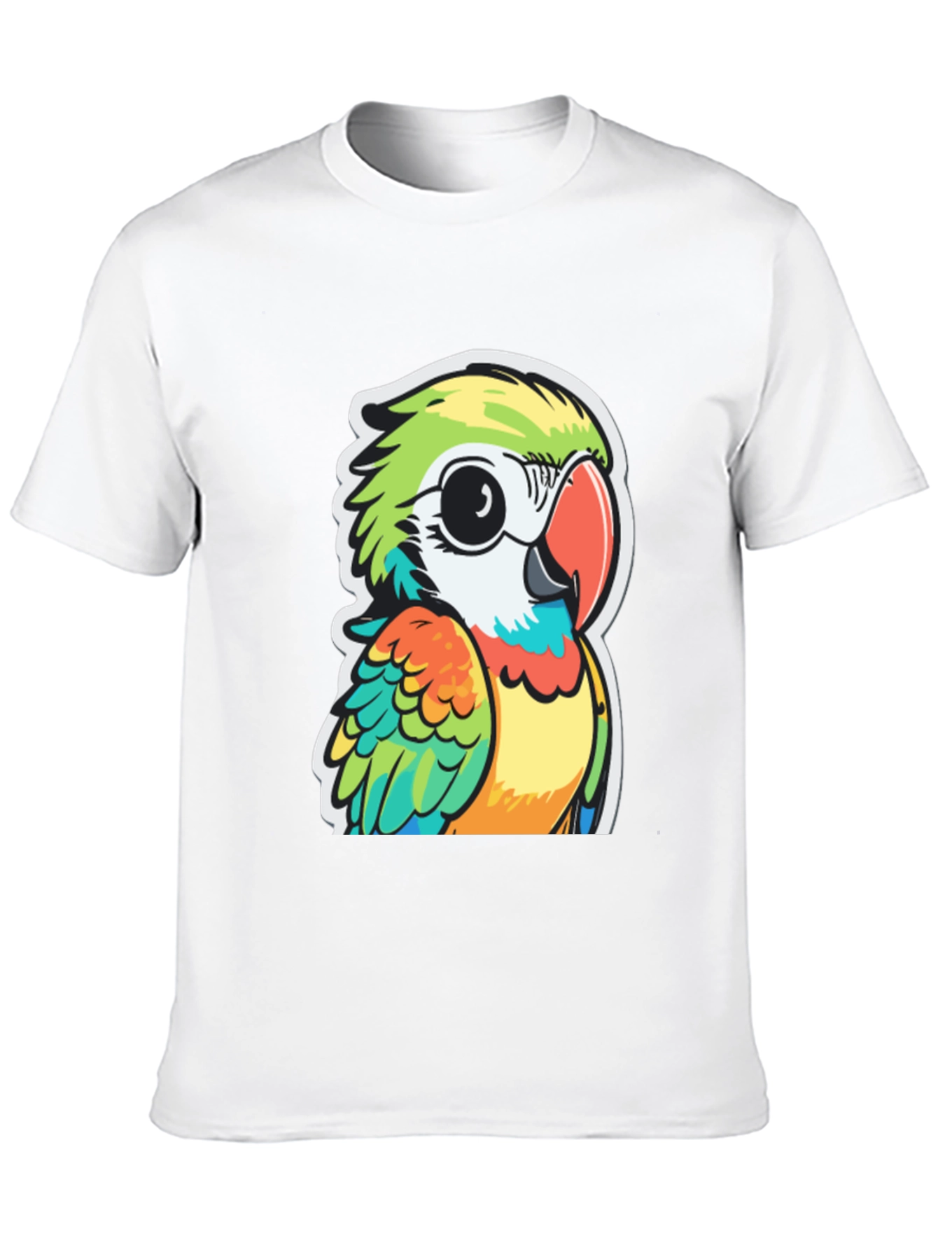 Cartoon Parrot Graphic Black T-Shirt