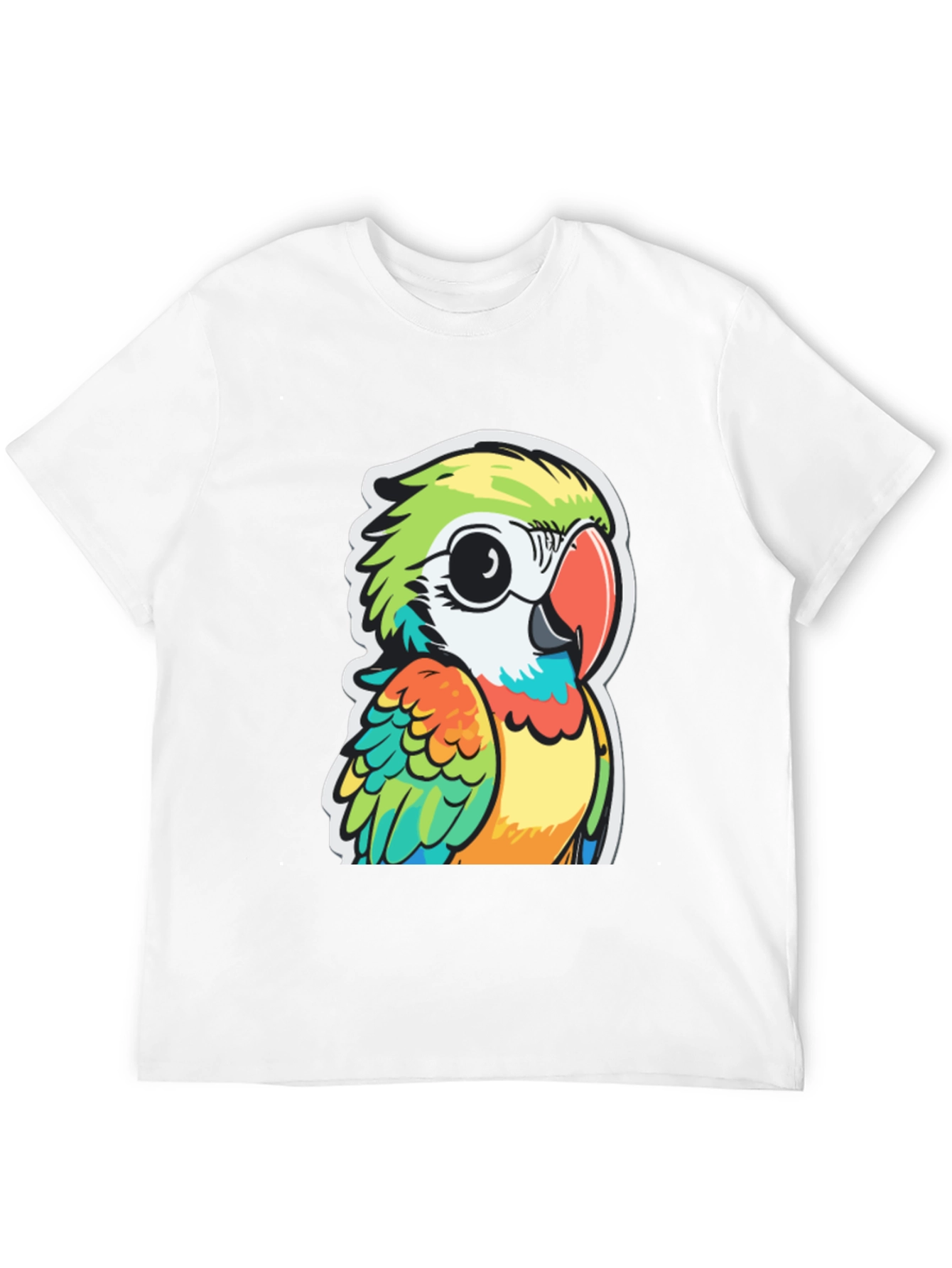 Cartoon Parrot Graphic Black T-Shirt