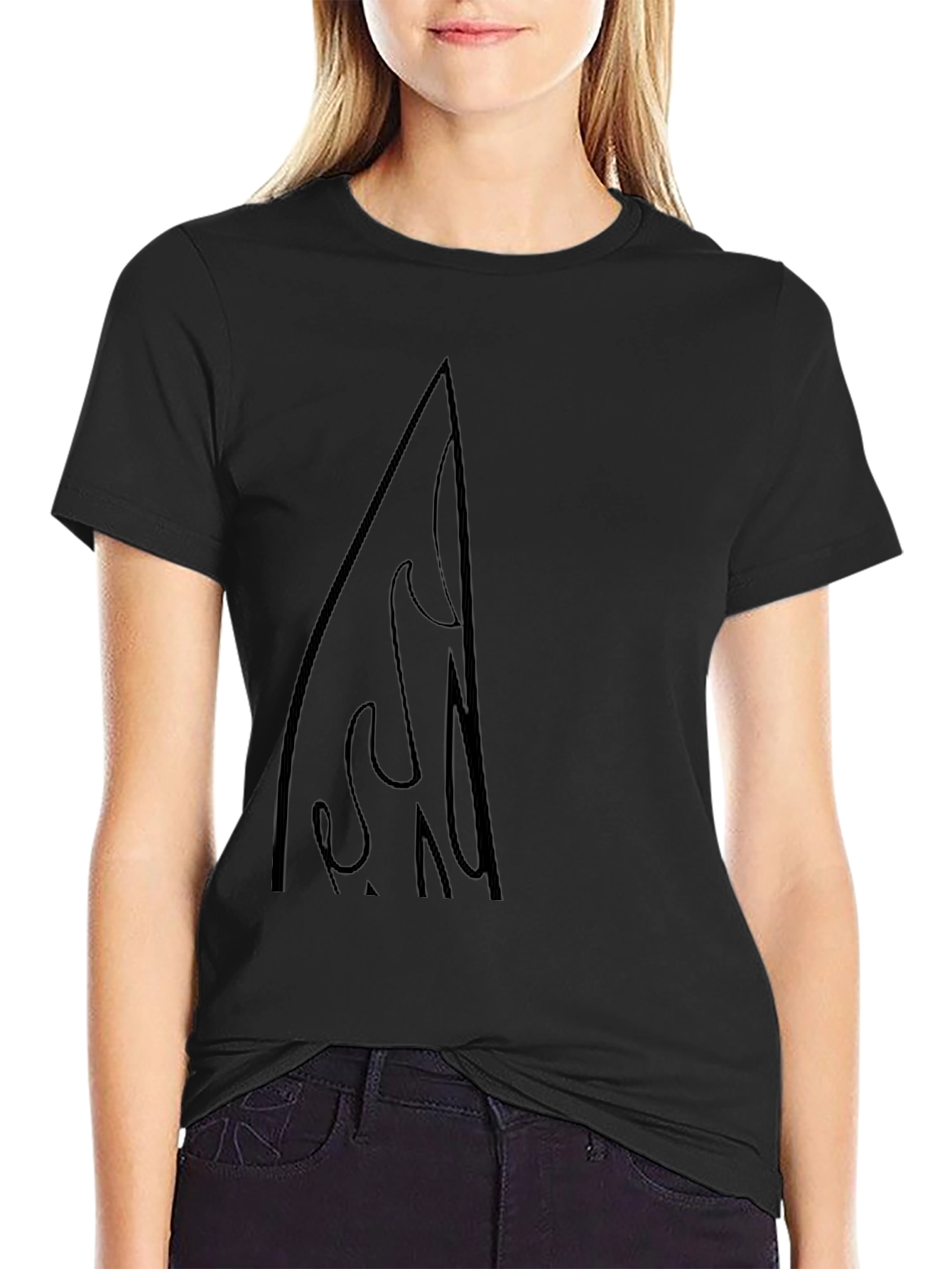 Mens Black Graphic Tee - Surfboard Design