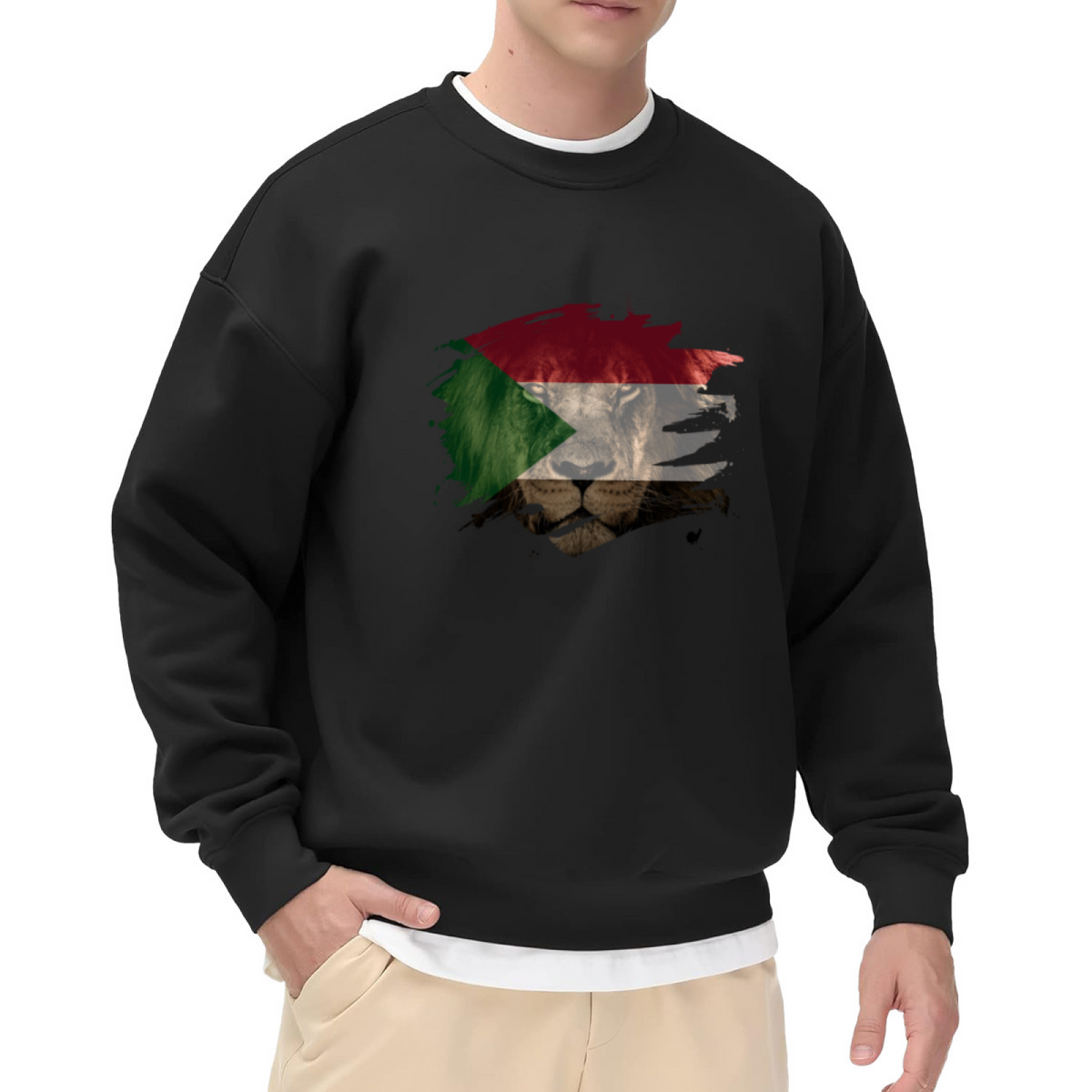 Palestinian Flag Lion Bold Graphic ԲÁìÎÀÒÂ - Unique Design Pullover Sweatshirt