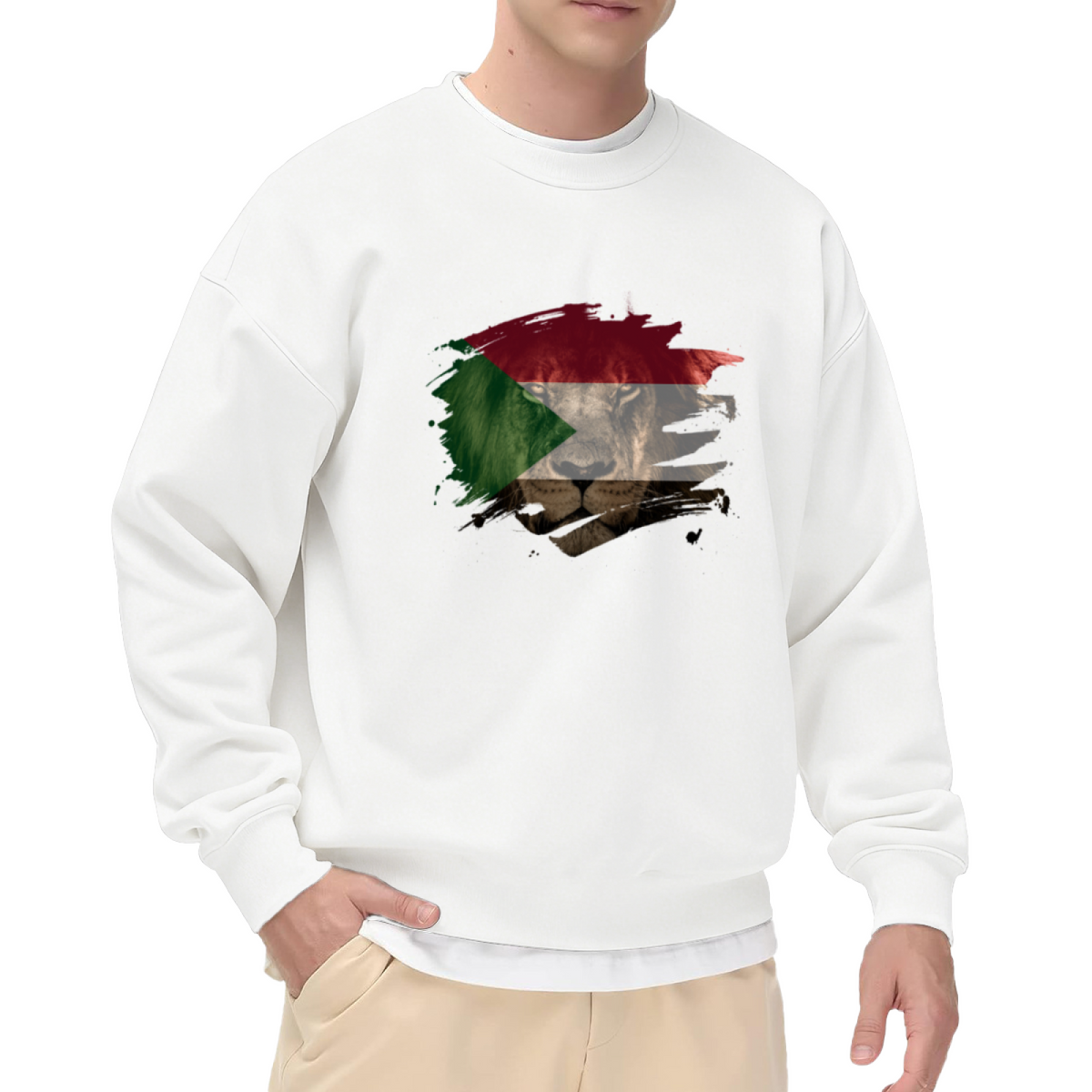 Palestinian Flag Lion Bold Graphic ԲÁìÎÀÒÂ - Unique Design Pullover Sweatshirt