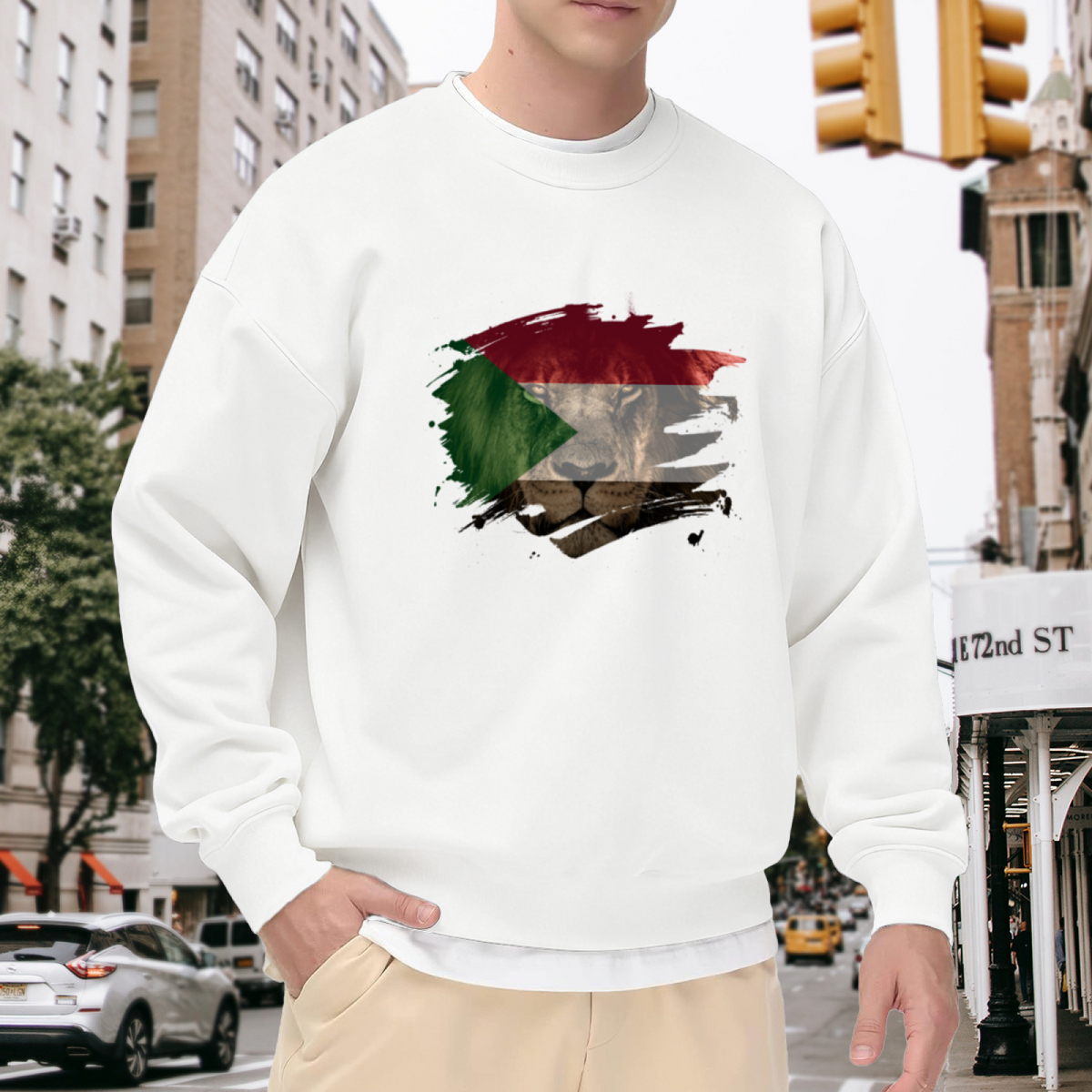 Palestinian Flag Lion Bold Graphic ԲÁìÎÀÒÂ - Unique Design Pullover Sweatshirt