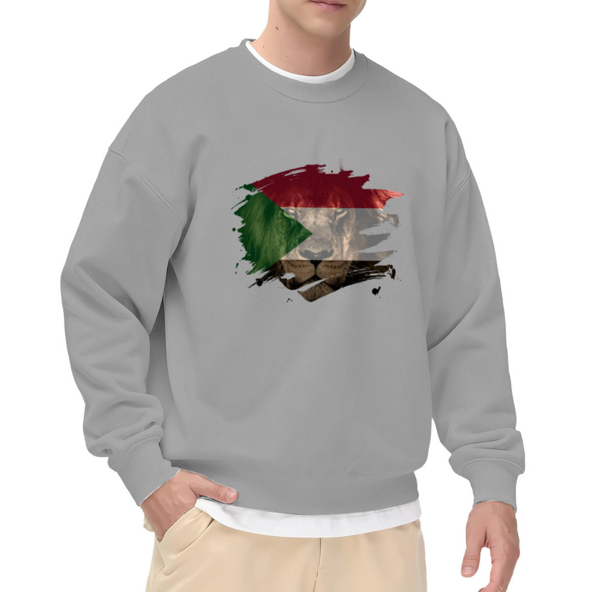 Palestinian Flag Lion Bold Graphic ԲÁìÎÀÒÂ - Unique Design Pullover Sweatshirt