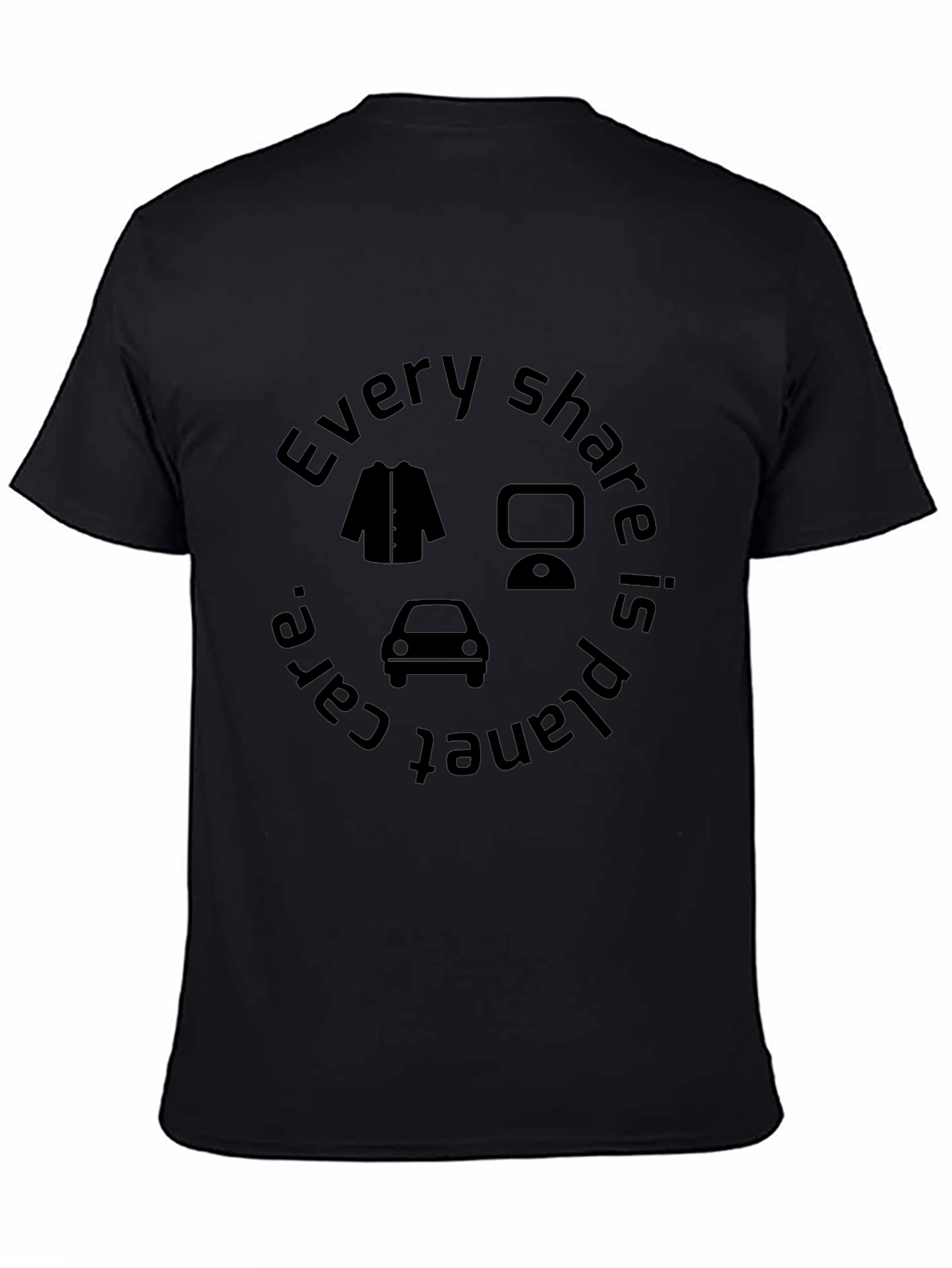 Eco-Friendly Black T-Shirt: Every Share is Planet Care
