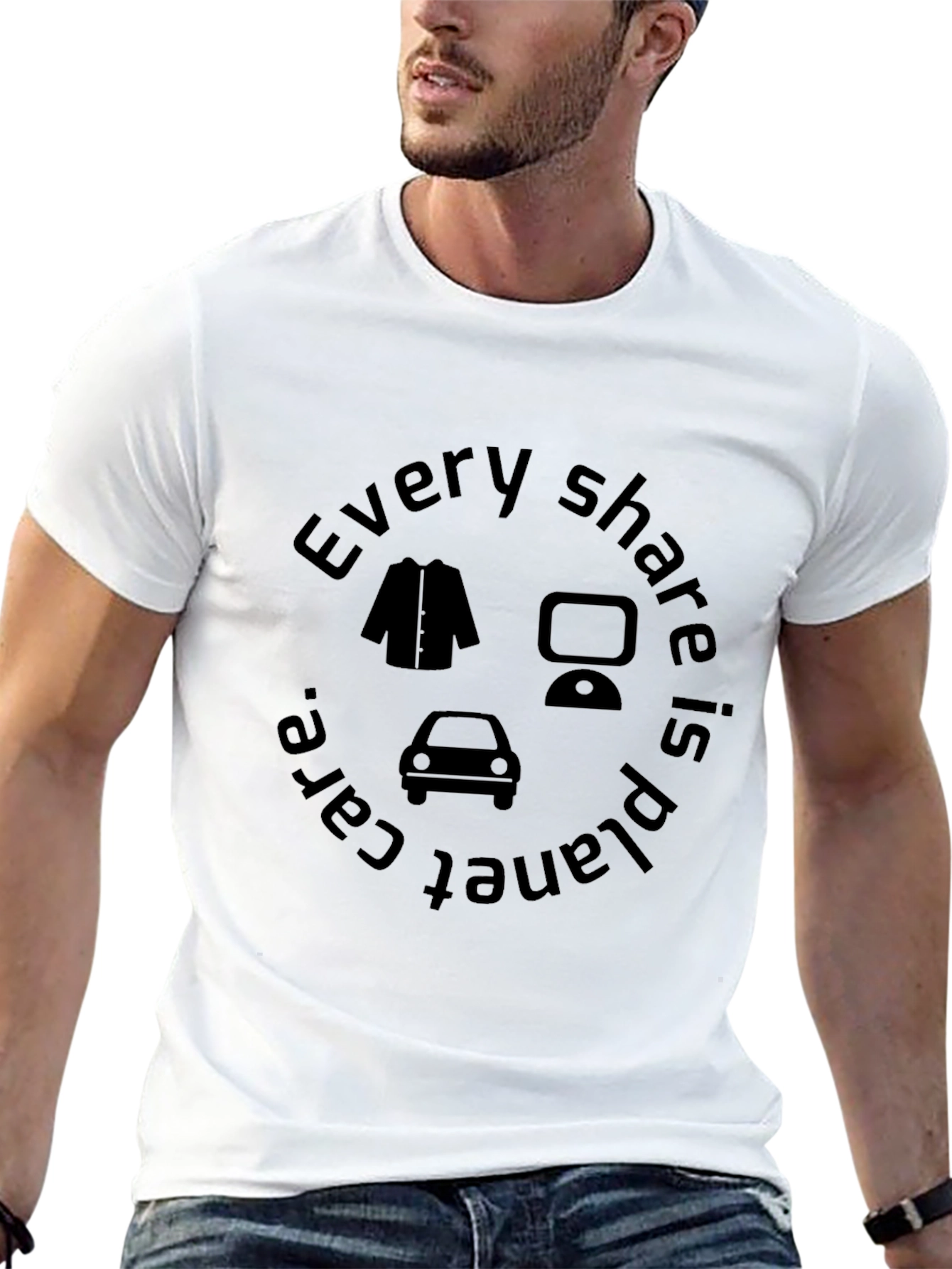 Eco-Friendly Black T-Shirt: Every Share is Planet Care