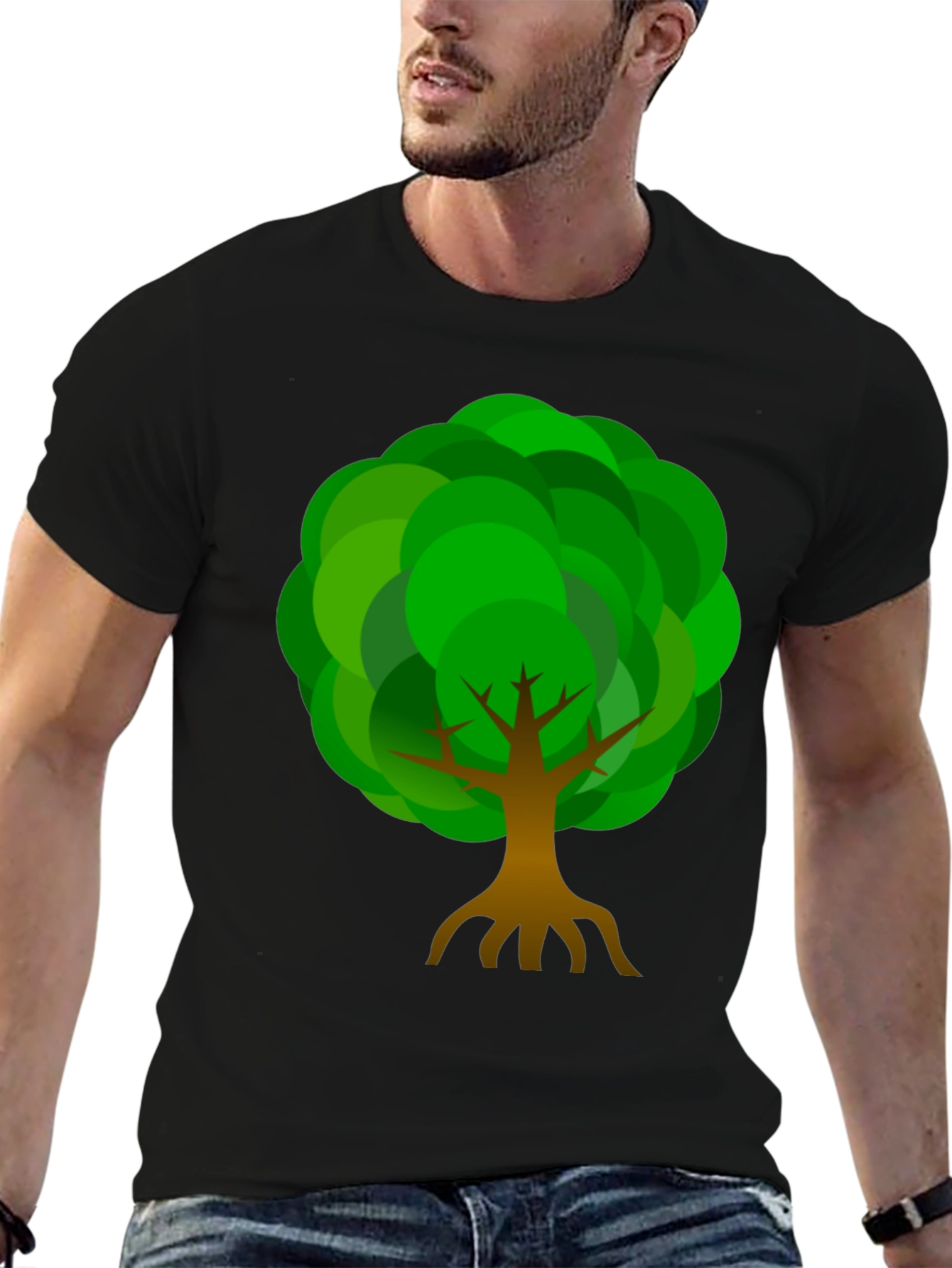 Tree Graphic Print Crew Neck T-Shirt