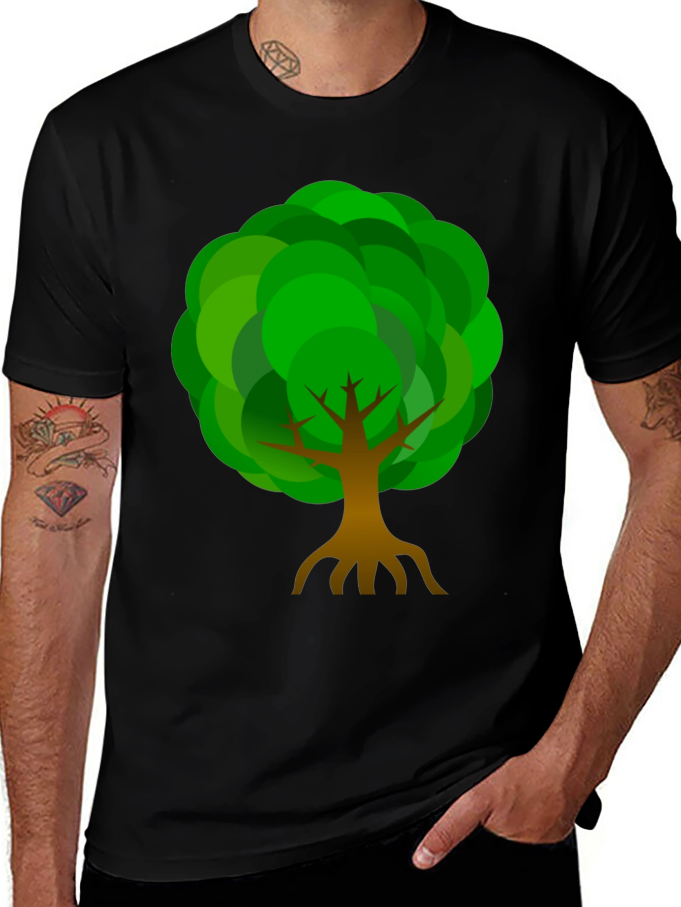 Tree Graphic Print Crew Neck T-Shirt