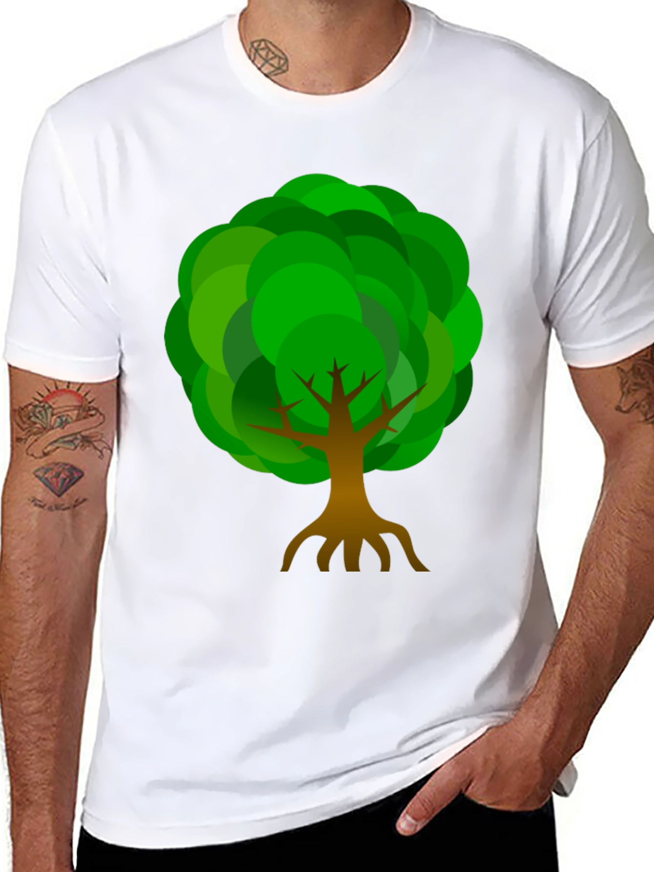 Tree Graphic Print Crew Neck T-Shirt