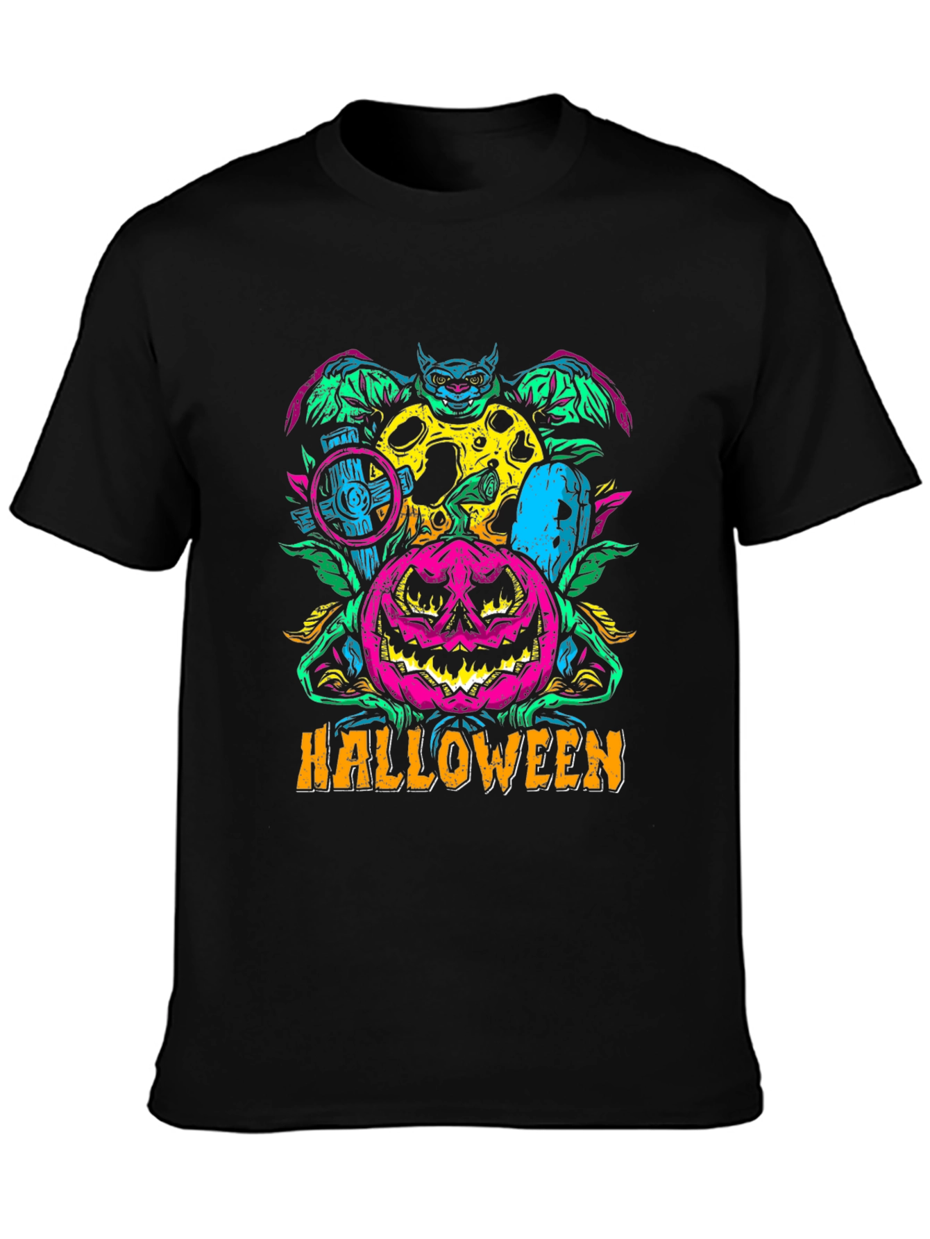 Halloween Graphic Print T-Shirt - Spooky Season Style