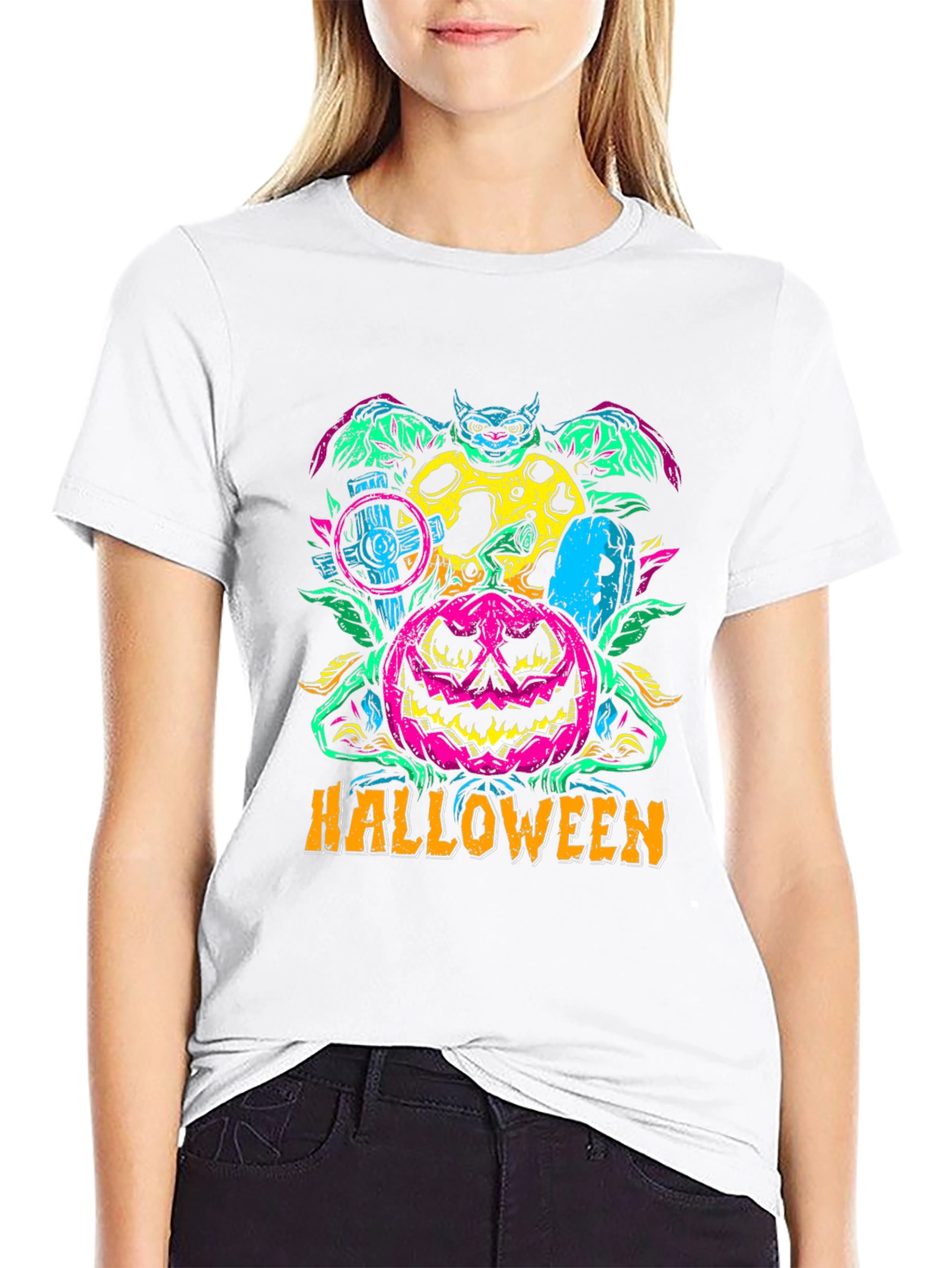 Halloween Graphic Print T-Shirt - Spooky Season Style