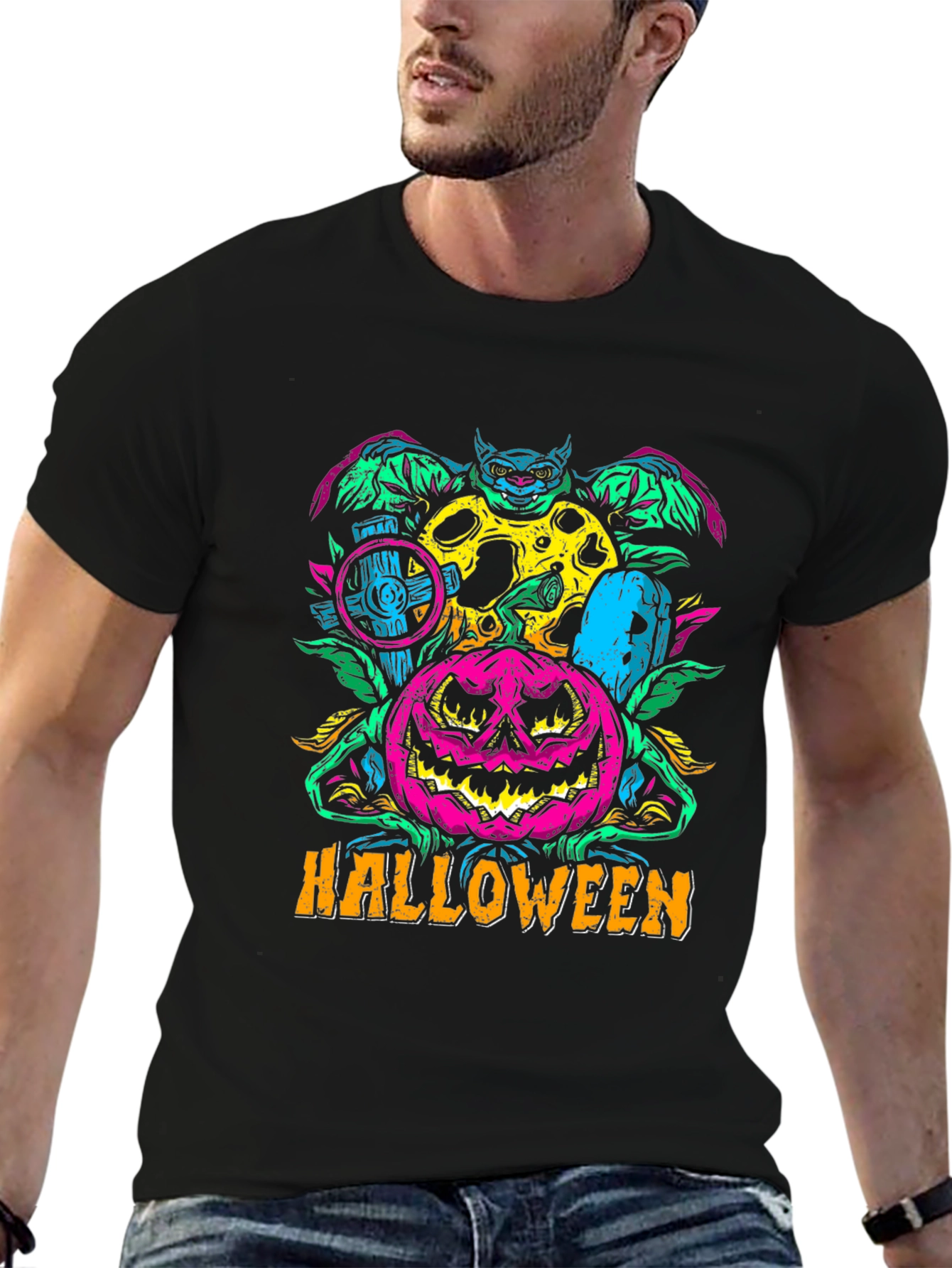 Halloween Graphic Print T-Shirt - Spooky Season Style