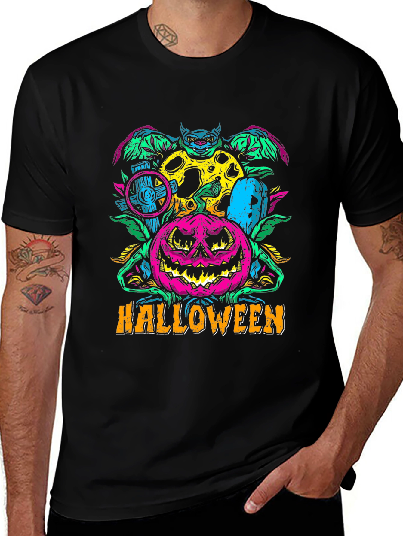 Halloween Graphic Print T-Shirt - Spooky Season Style