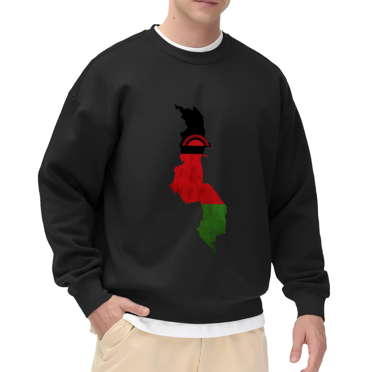 Malawi Flag Map Design - Crewneck Sweatshirt | Malawi, African Pride, Cultural Gift