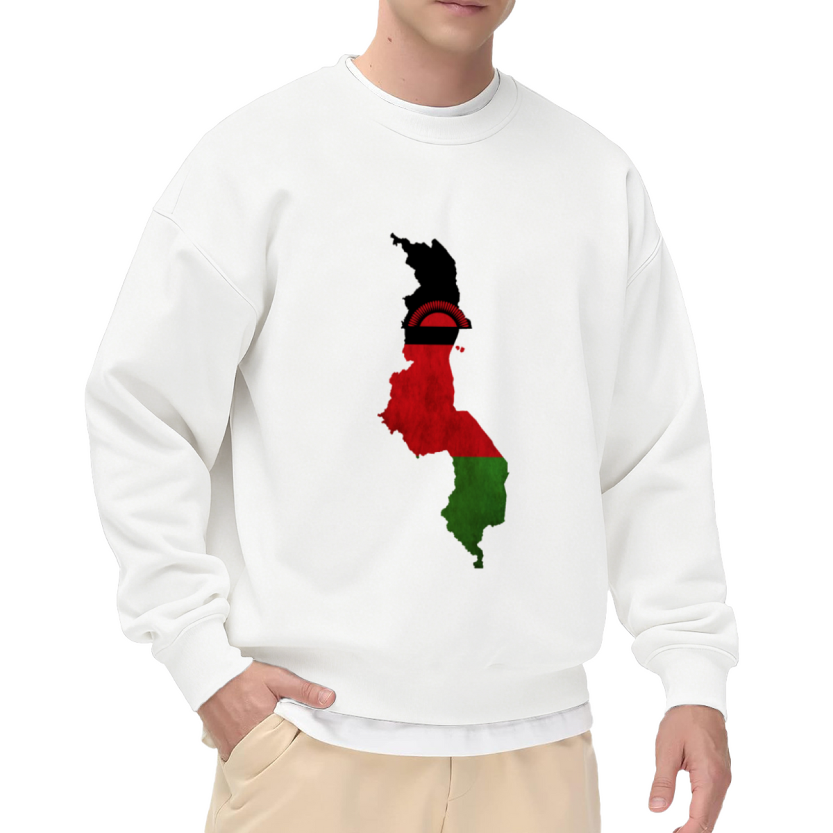Malawi Flag Map Design - Crewneck Sweatshirt | Malawi, African Pride, Cultural Gift