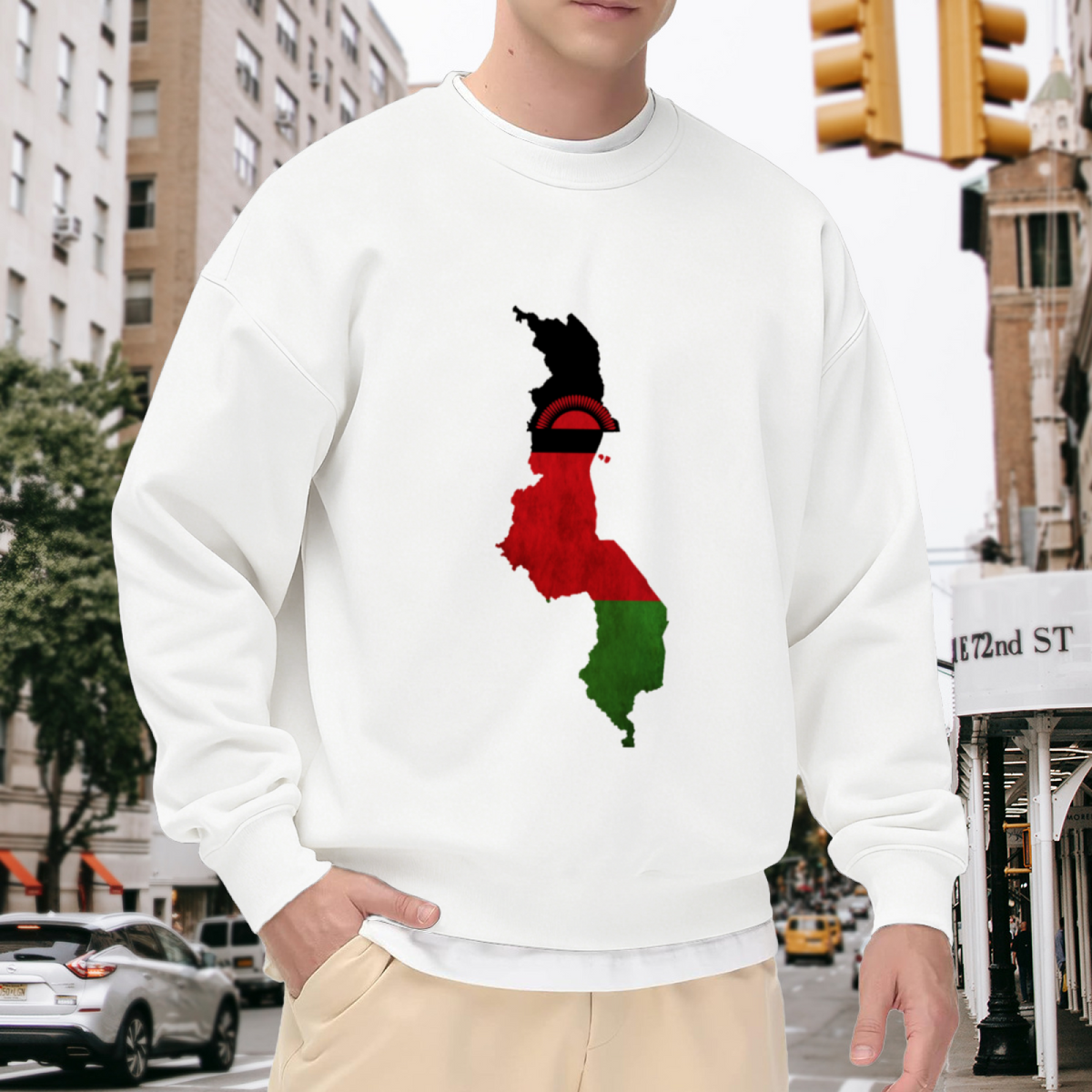 Malawi Flag Map Design - Crewneck Sweatshirt | Malawi, African Pride, Cultural Gift