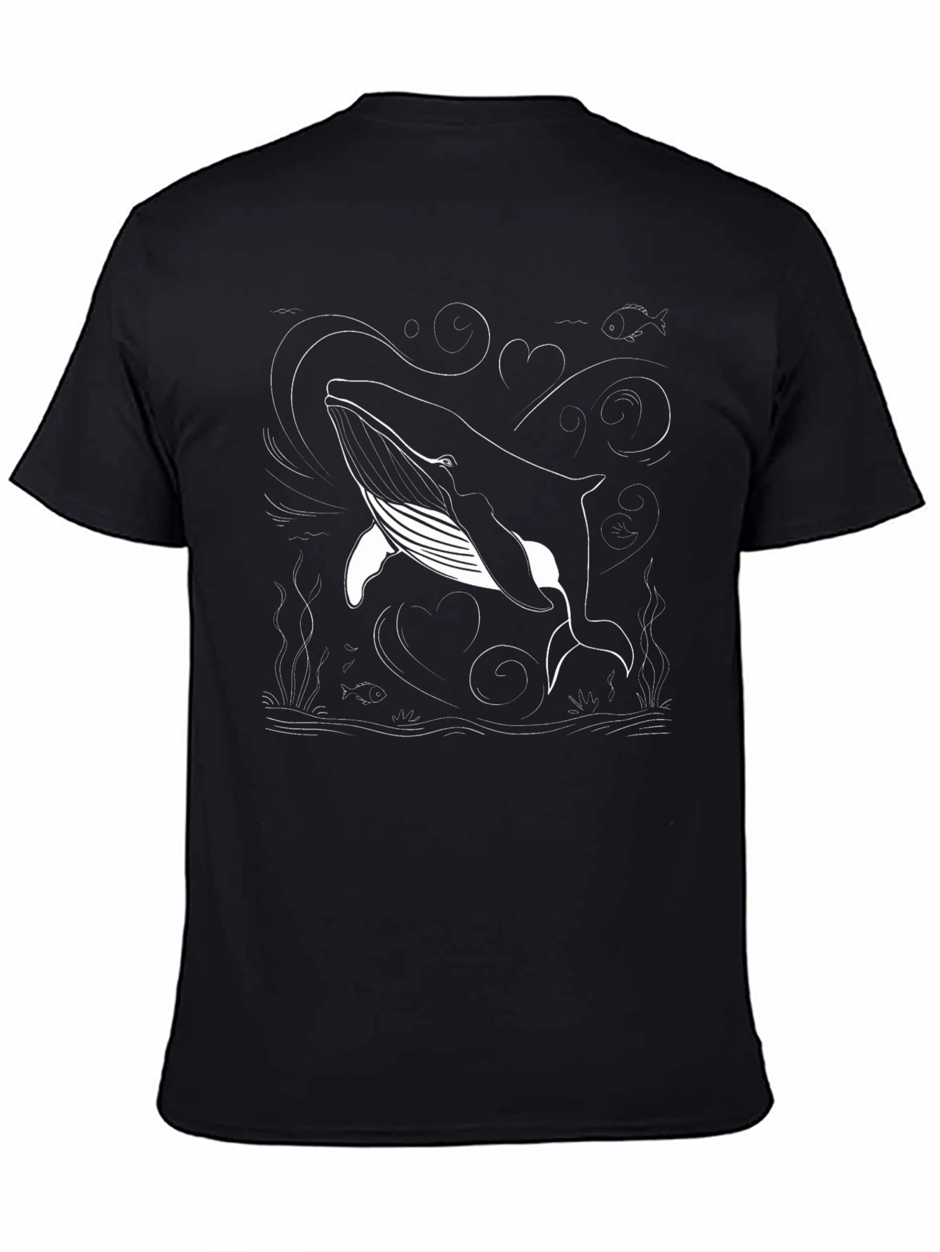 Whale Graphic T-Shirt - Black Cotton Tee