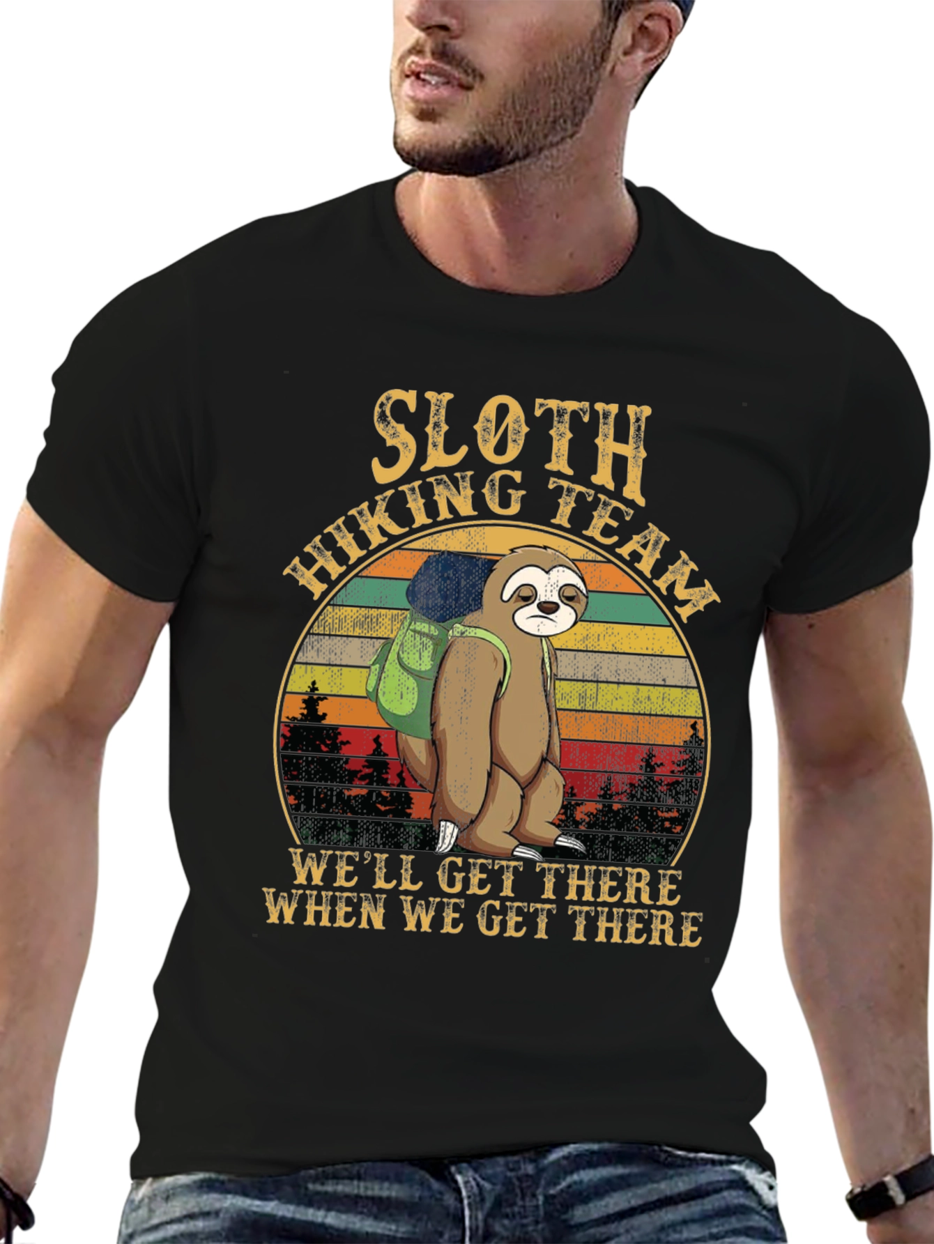 Sloth Hiking Team Graphic T-Shirt