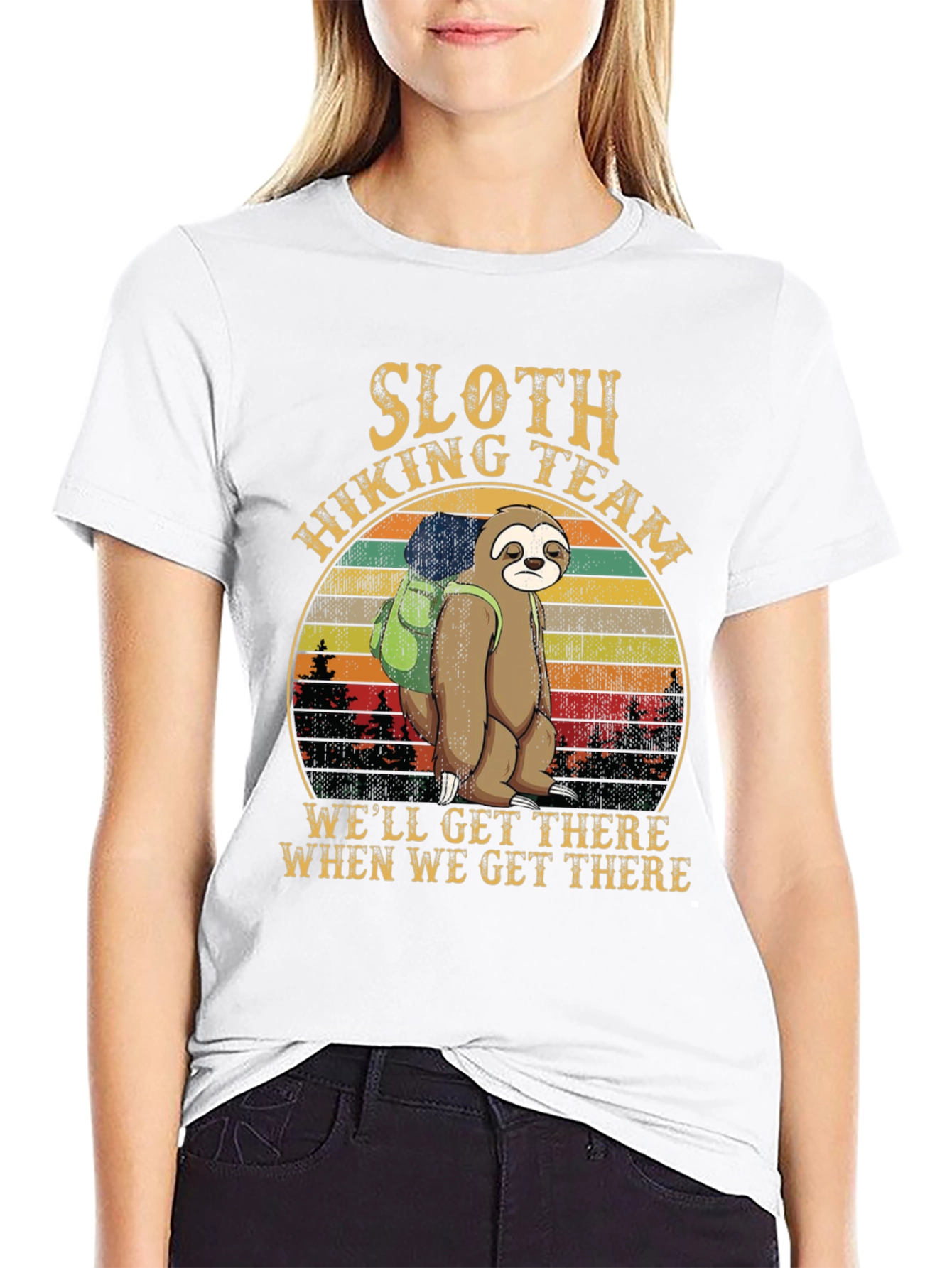 Sloth Hiking Team Graphic T-Shirt