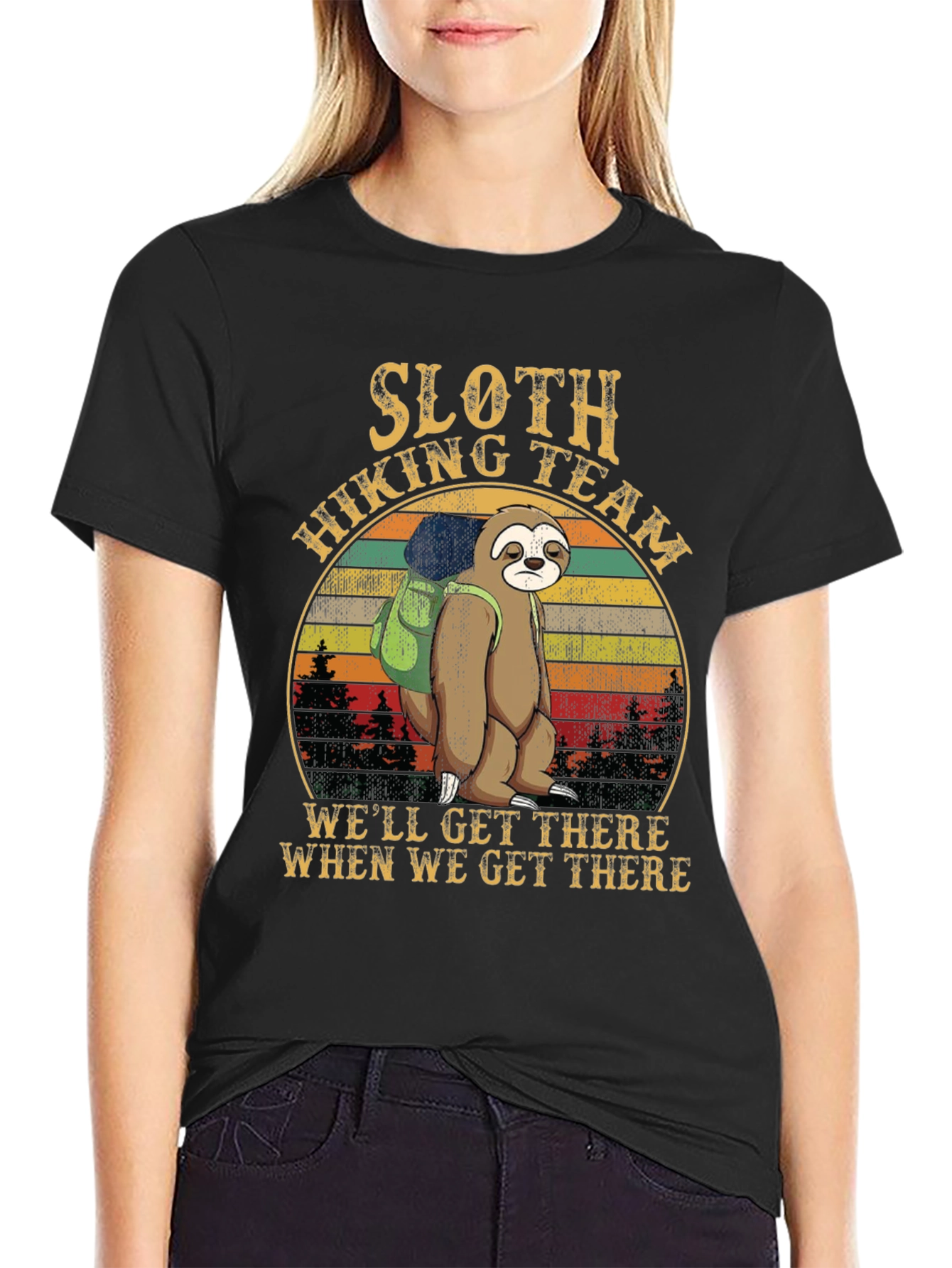 Sloth Hiking Team Graphic T-Shirt