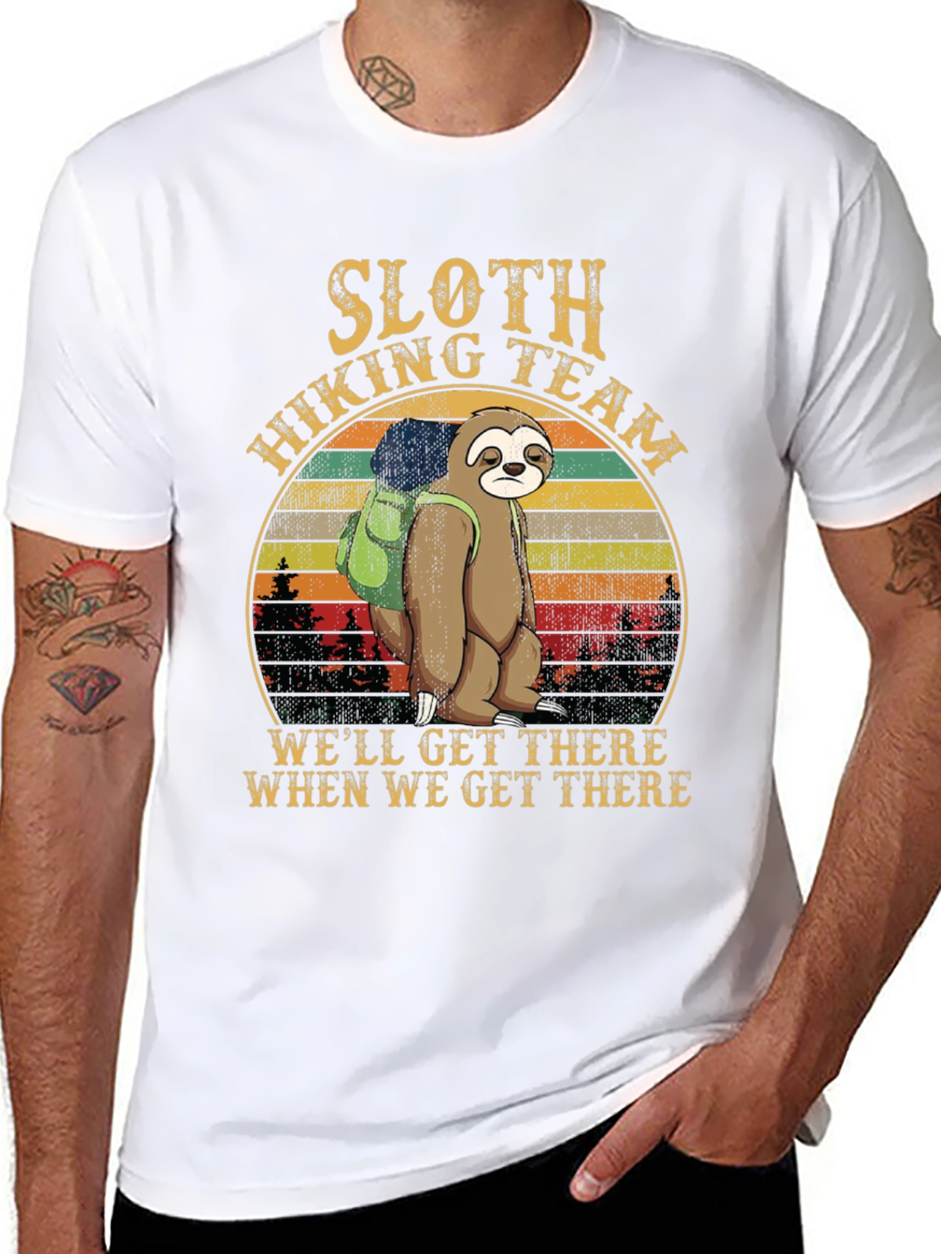 Sloth Hiking Team Graphic T-Shirt