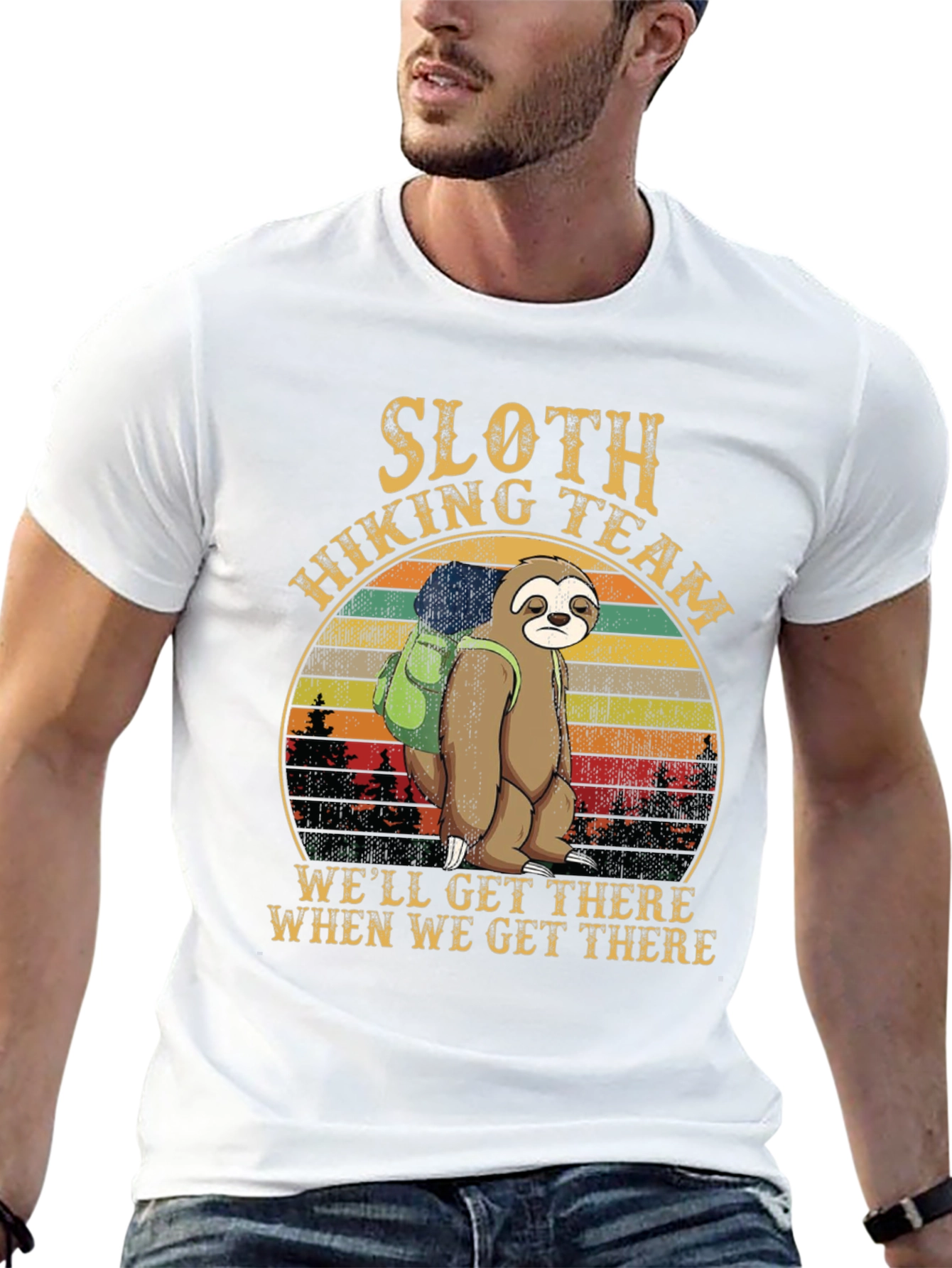 Sloth Hiking Team Graphic T-Shirt