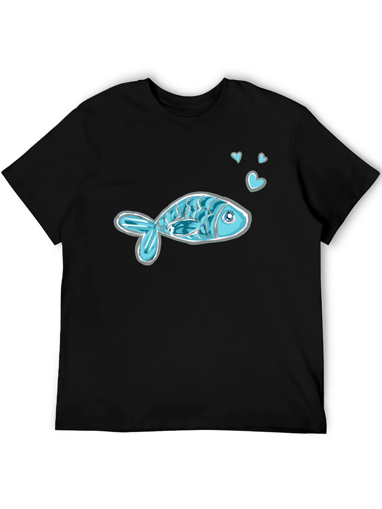 Cute Fish Graphic Tee - Black Casual Shirt