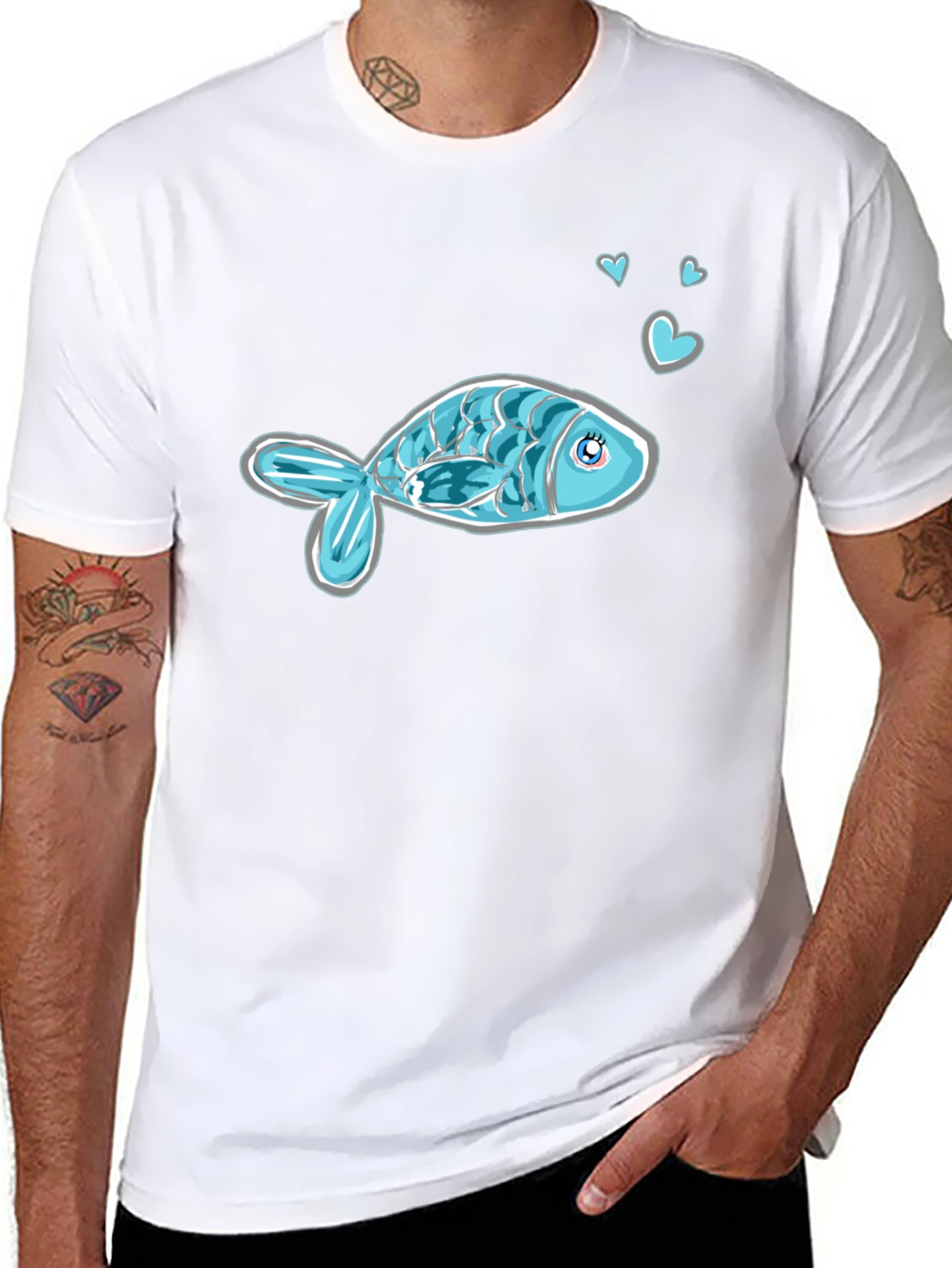 Cute Fish Graphic Tee - Black Casual Shirt