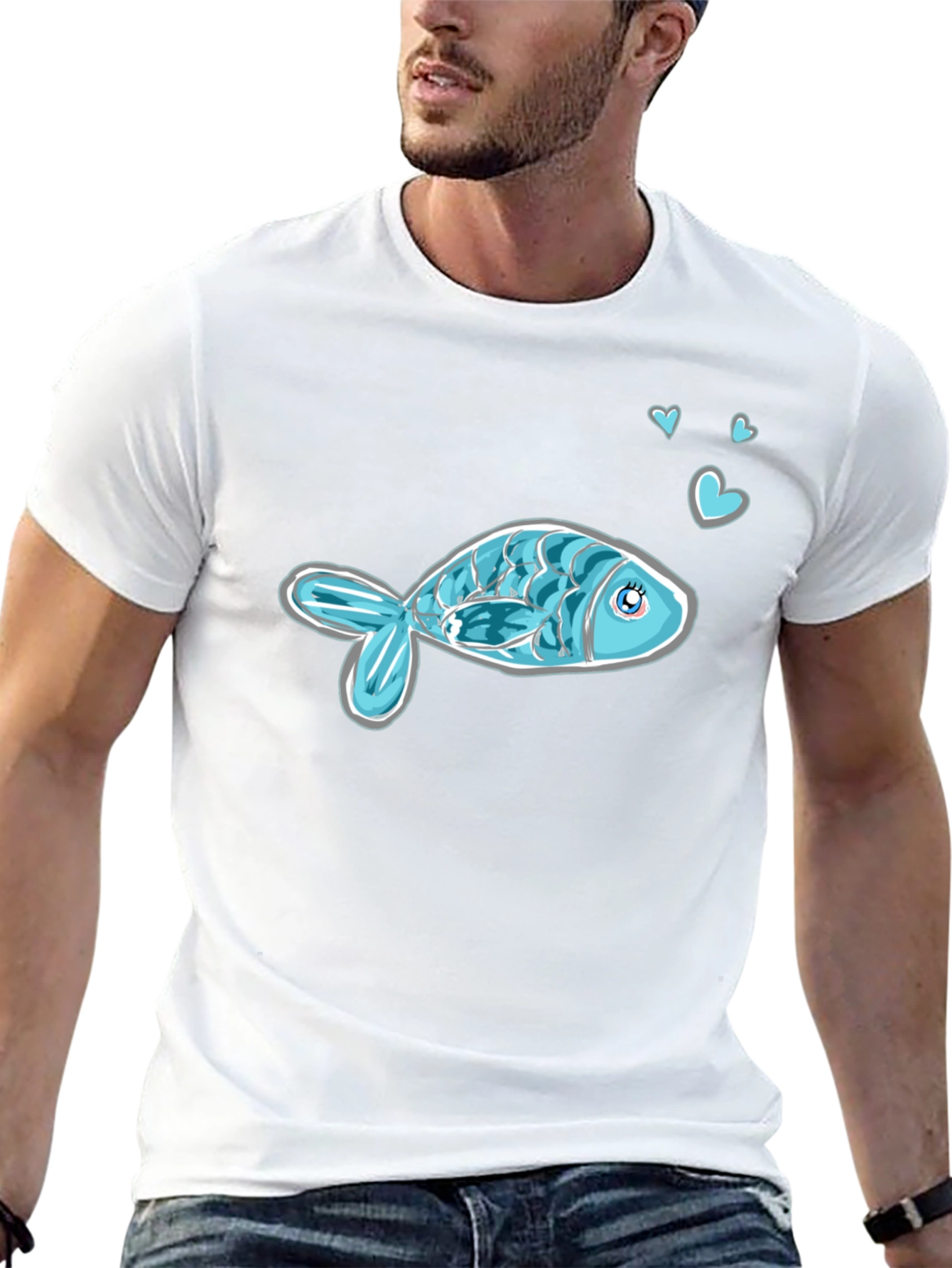 Cute Fish Graphic Tee - Black Casual Shirt
