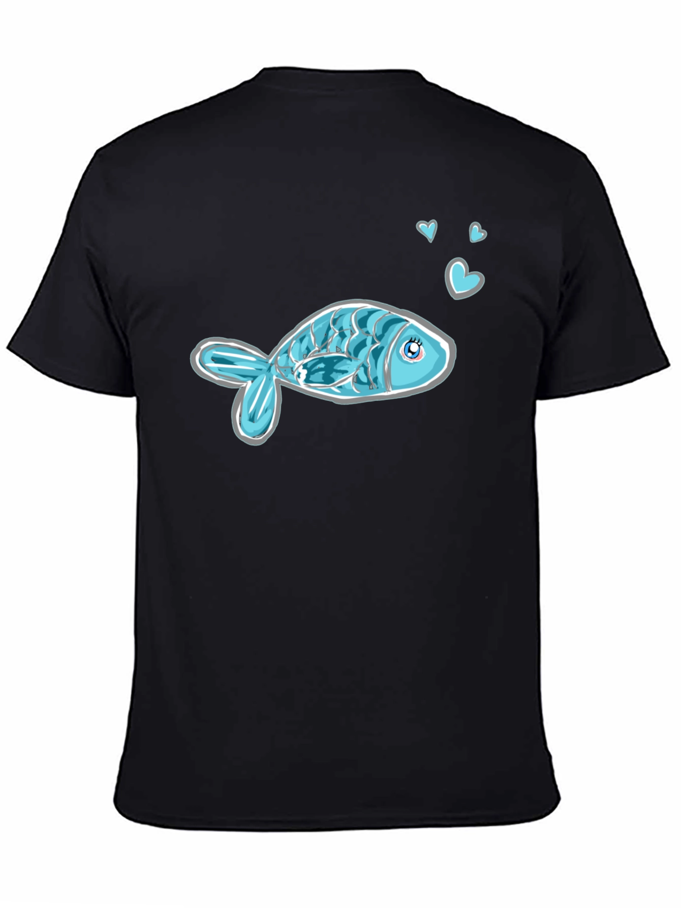 Cute Fish Graphic Tee - Black Casual Shirt