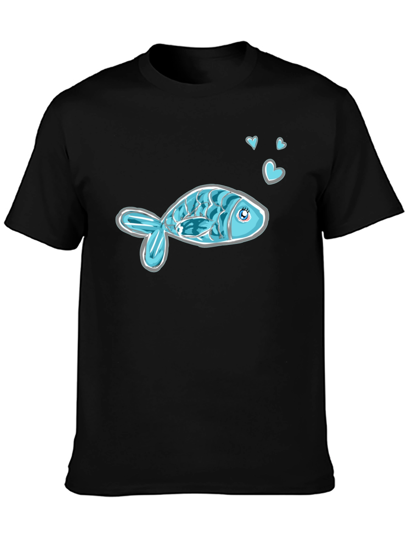 Cute Fish Graphic Tee - Black Casual Shirt