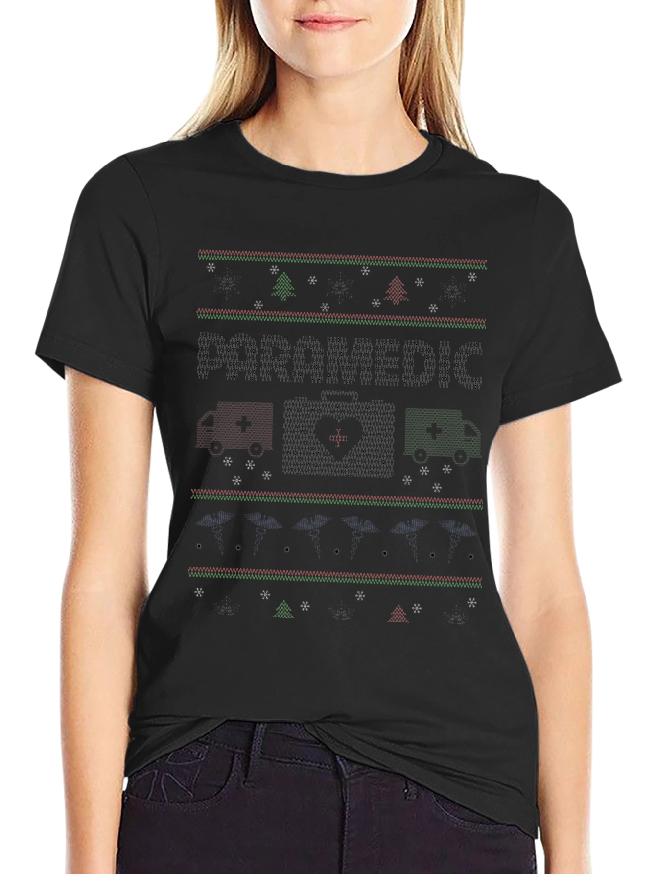 Paramedic Ugly Christmas Sweater Style T-Shirt